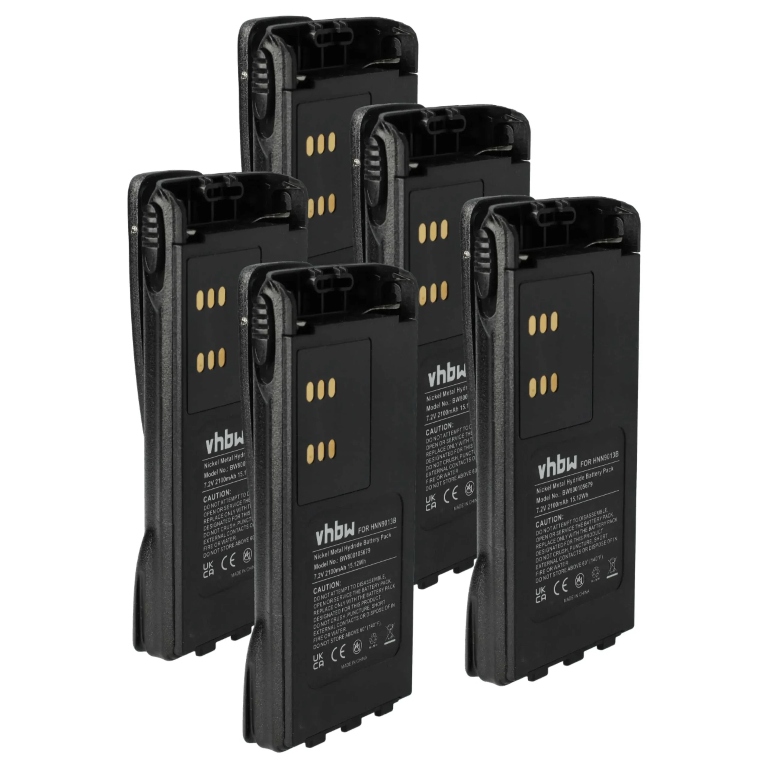 5x Batteries remplace Motorola HMNN4151, HMNN4154 pour radio talkie-walkie Motorola- 2100mAh 7,2V NiMH