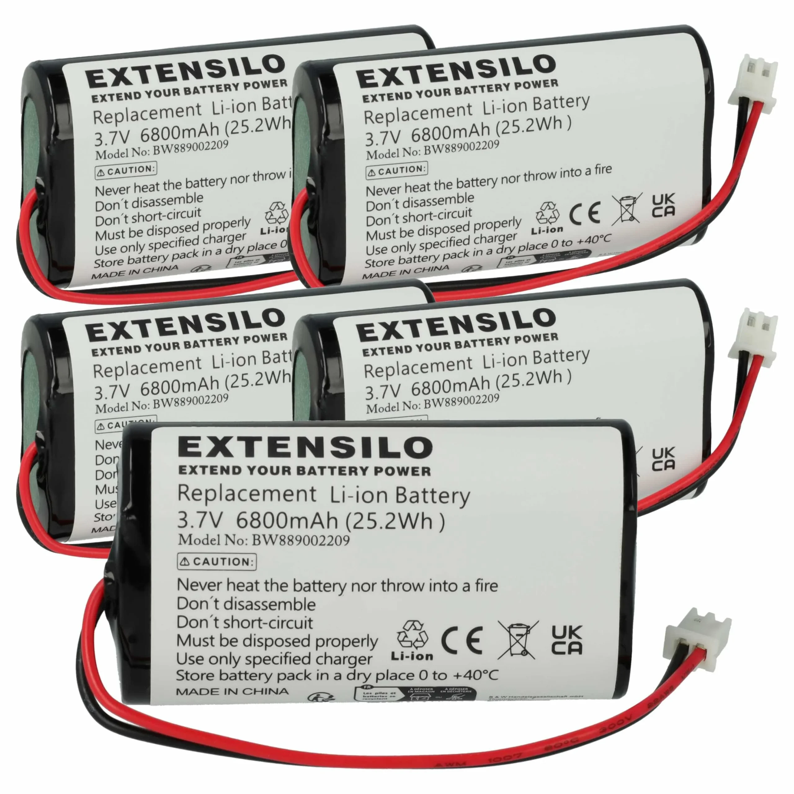 Batterie (5 pcs.) remplace Sigor 4508401 Zafferano - 6800mAh 3,7V Li-ion