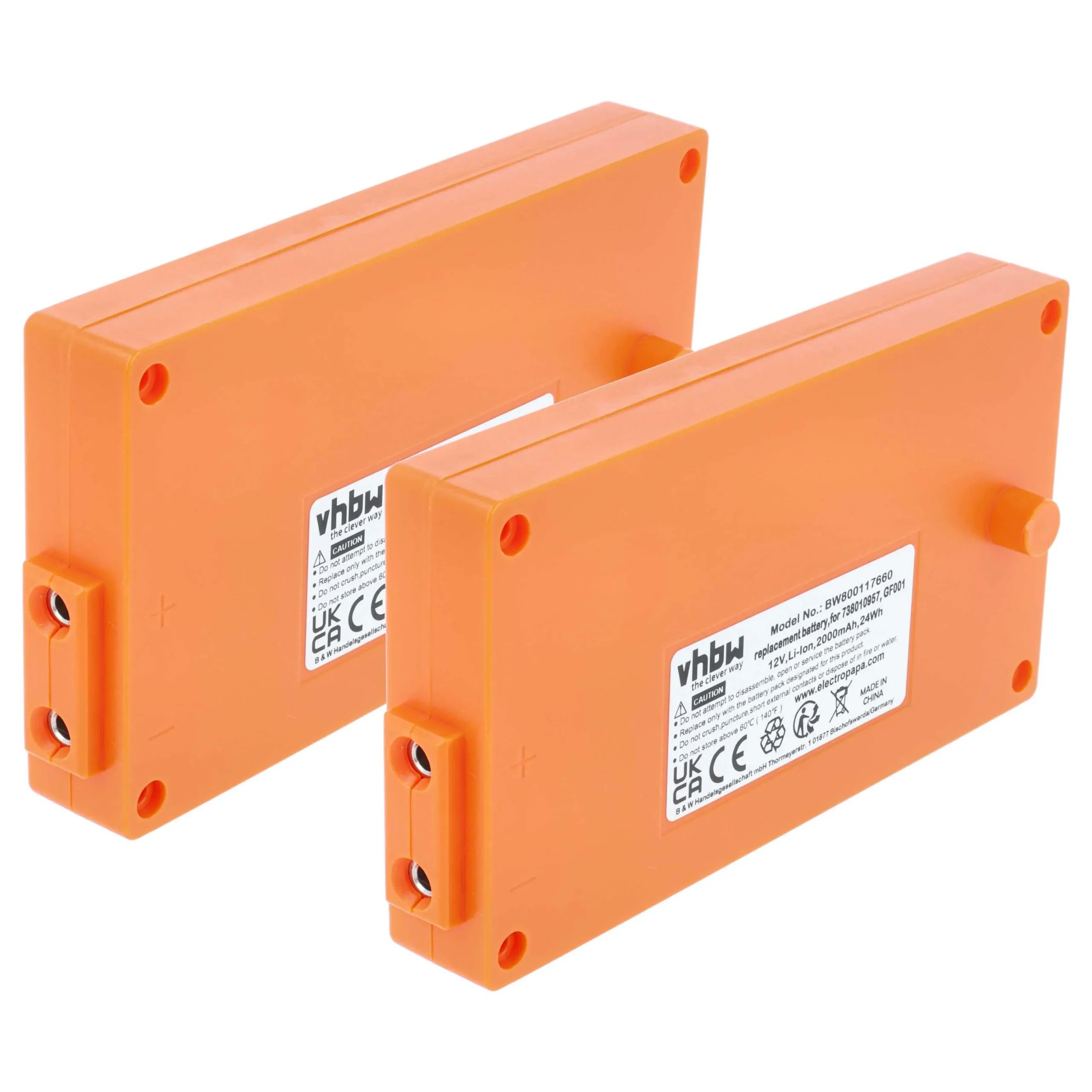 Batterie (2 pièces) remplace Gross Funk RGRO1215, GF001, 738010957, 100-000-134 - 2000mAh 12V Li-ion