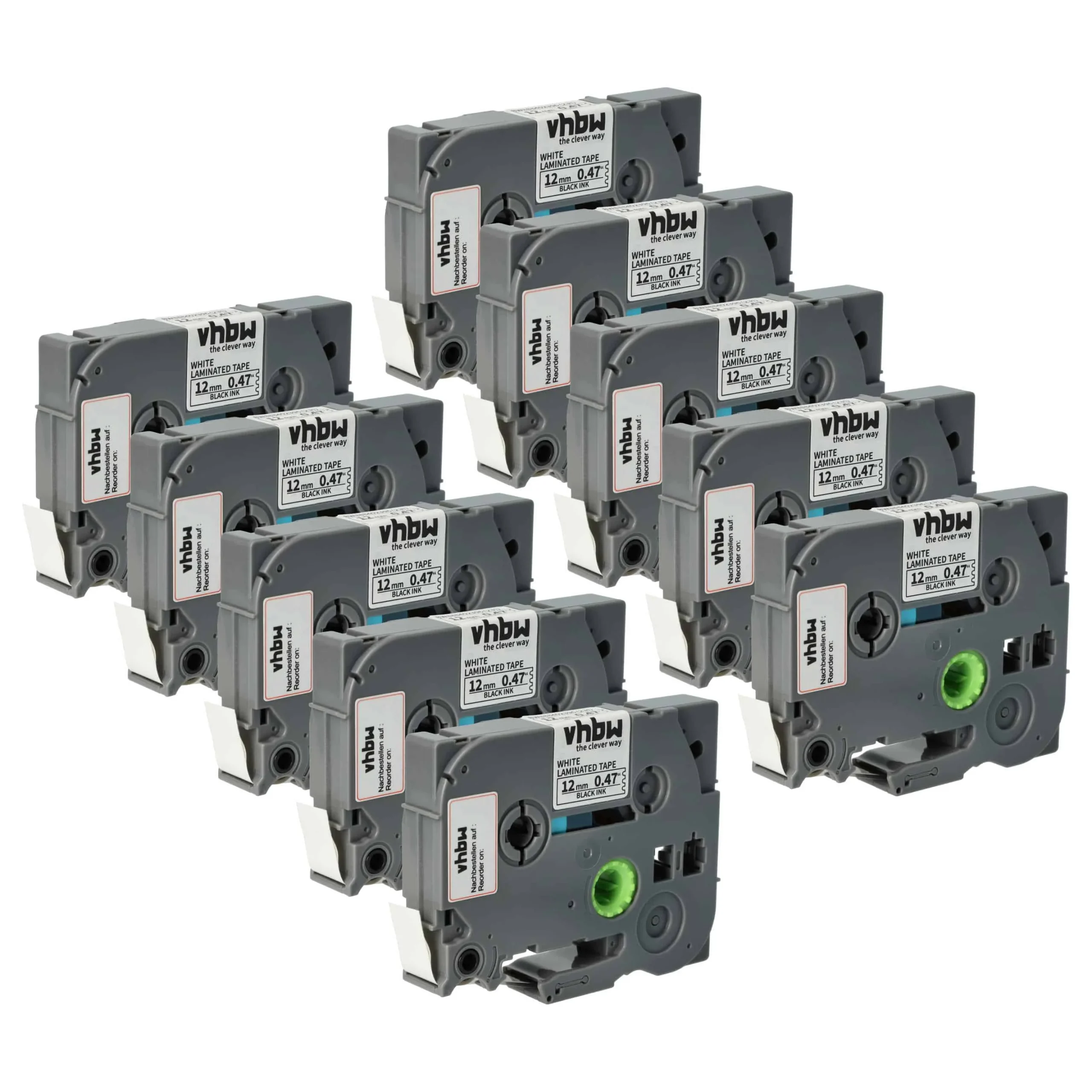 10x Cassettes à ruban remplacent Brother TZE-231S - 12mm lettrage Noir ruban Blanc, plastique