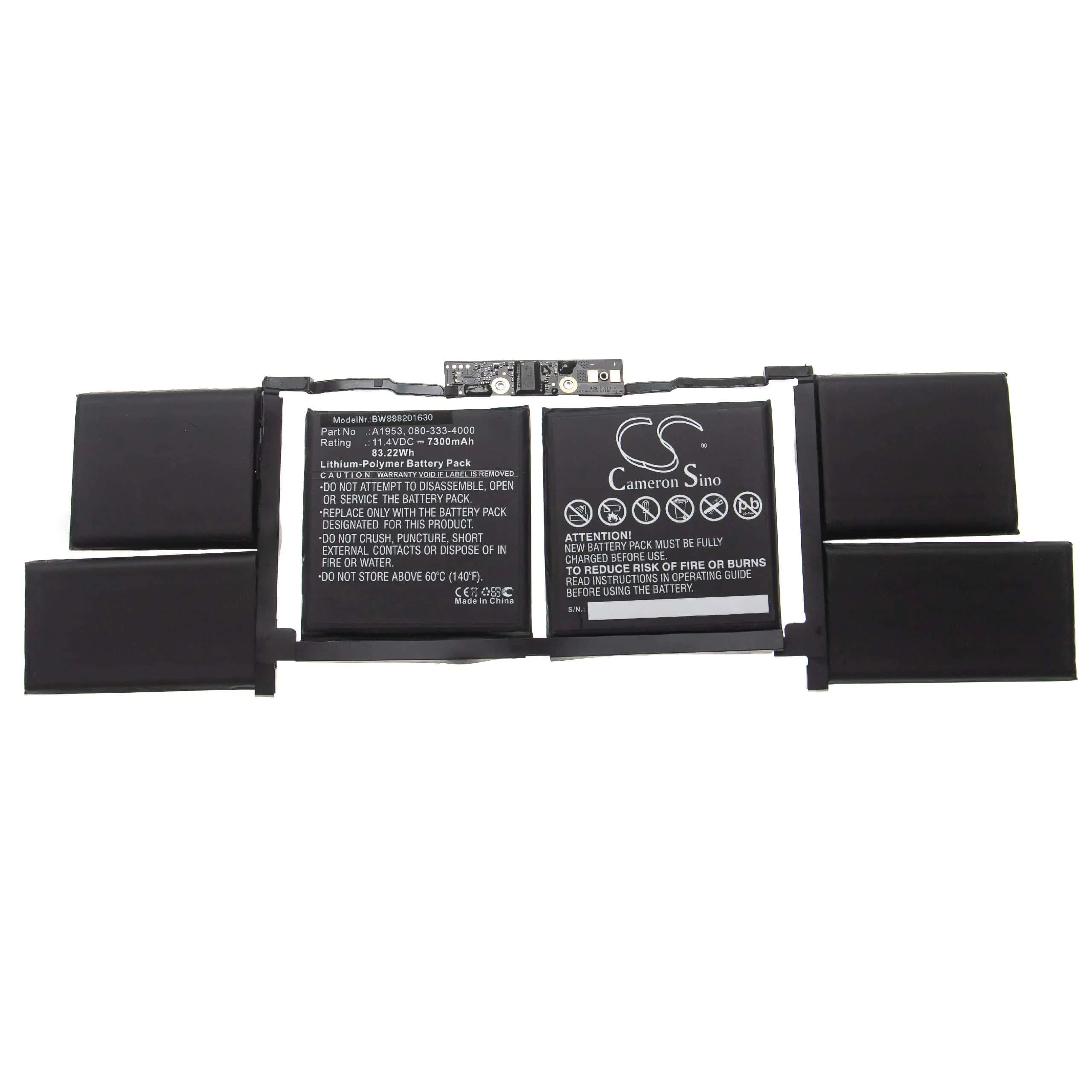 Batterie remplace Apple 020-02391 pour ordinateur portable Apple- 7300mAh 11,4V Li-polymère, noir