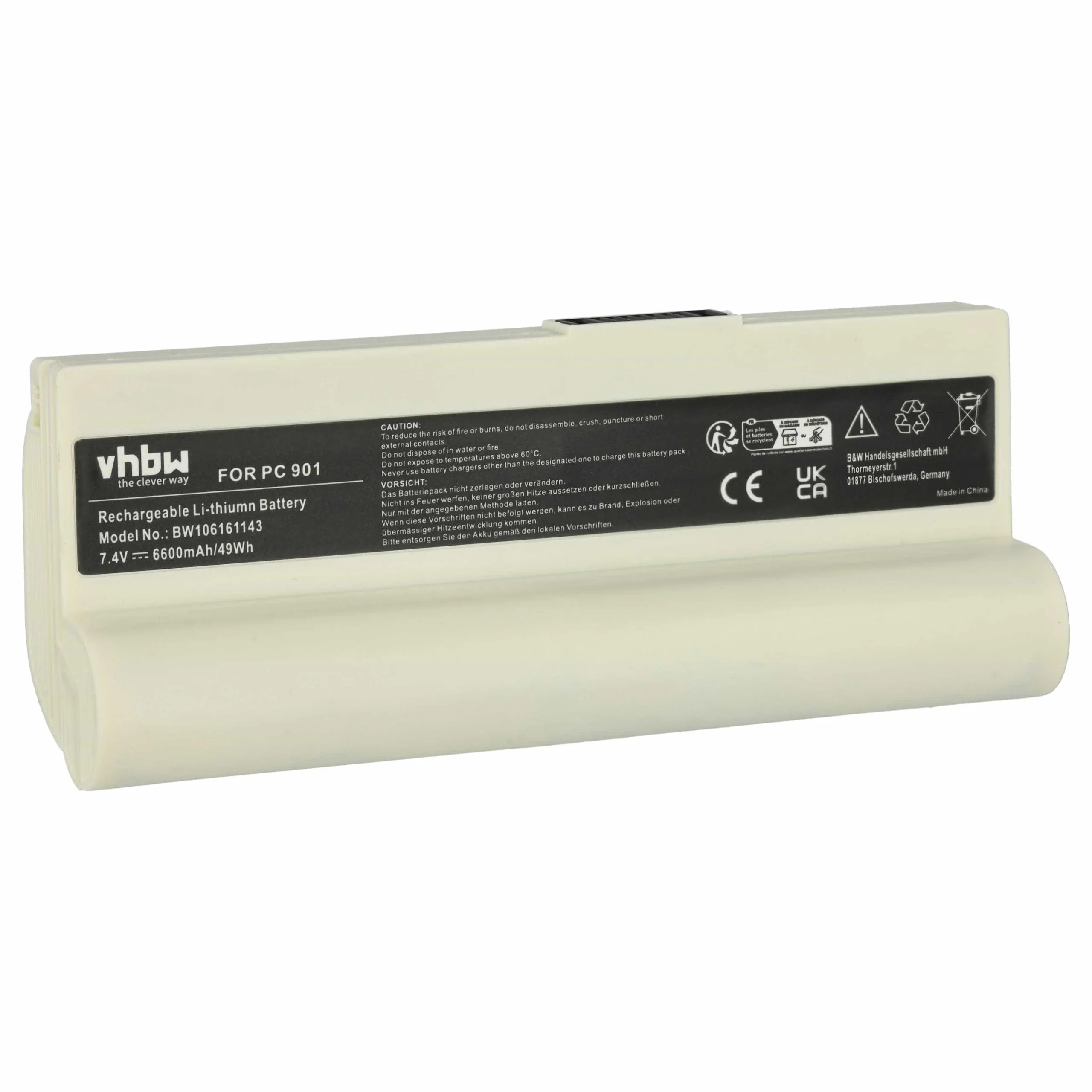 Batterie remplace Asus AL23-901, AL22-901, AL24-1000 pour ordinateur portable Asus- 6600mAh 7,4V Li-ion, blanc