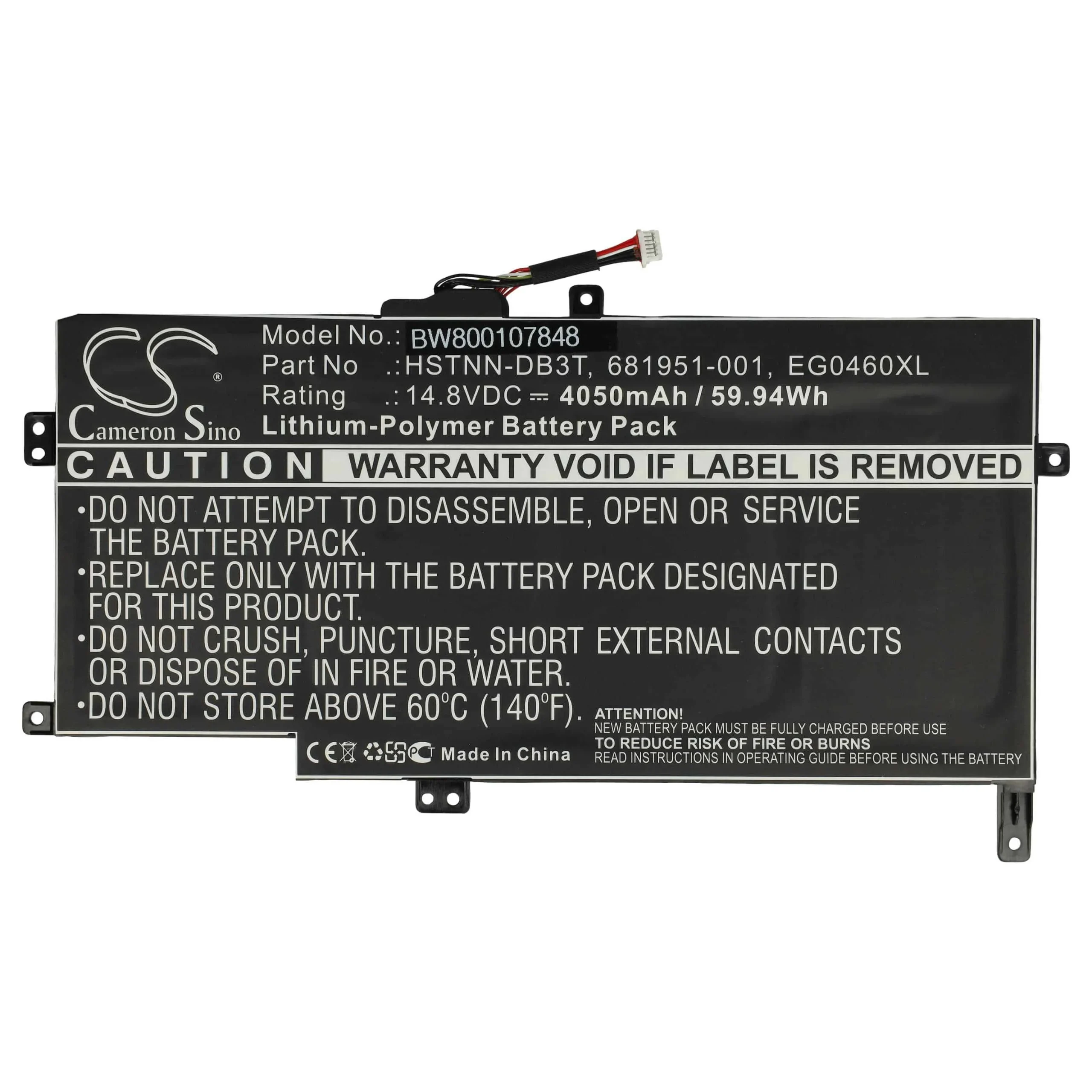 Batterie remplace HP 681881-171, 681881-271 pour ordinateur portable HP- 4050mAh 14,8V Li-polymère, noir