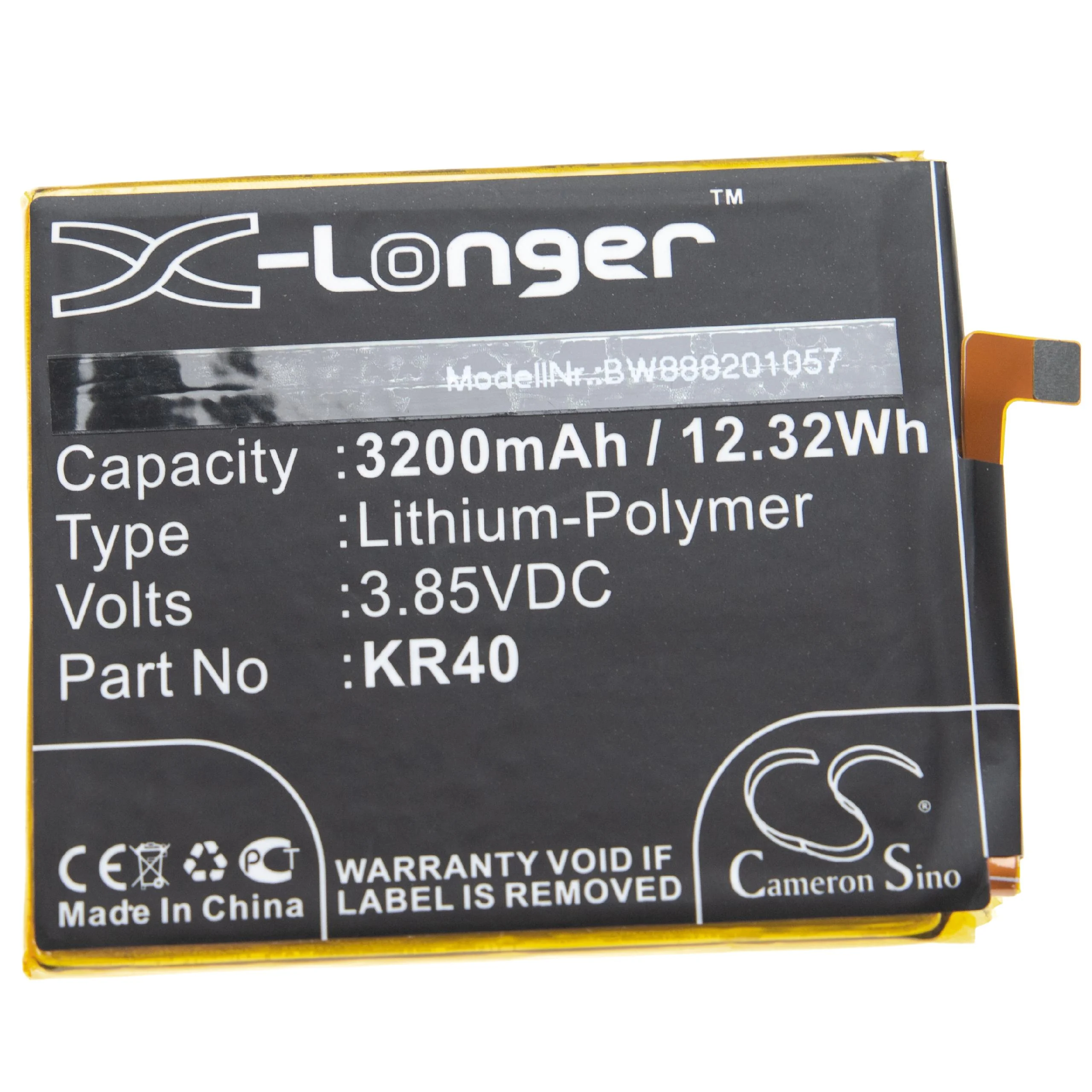 Batterie remplace Motorola SB18C43602, KR40 téléphone portable Motorola - 3200mAh 3,85V Li-polymère