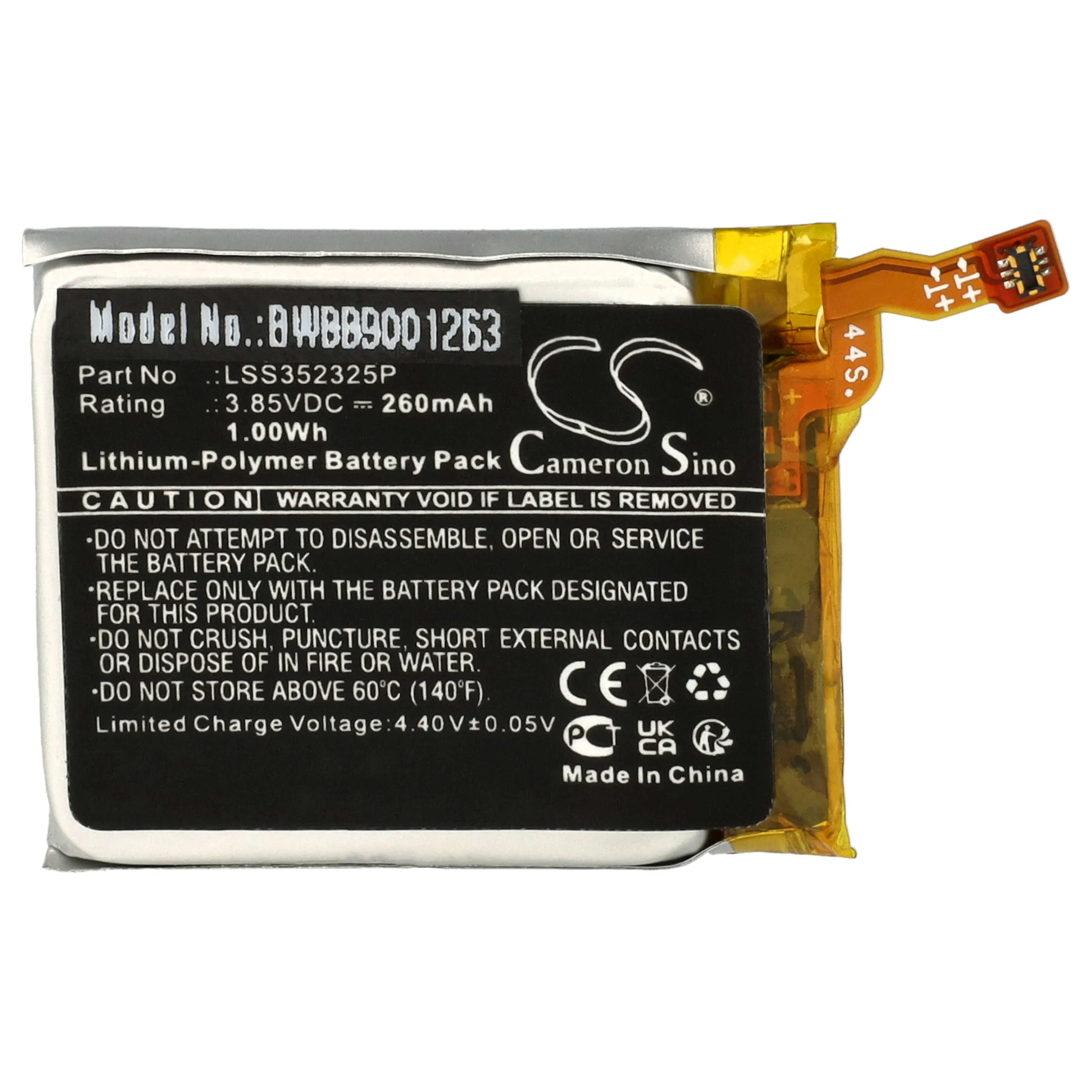 Batterie remplace Fitbit LSS352325P montre connectée - 260mAh 3,85V Li-polymère