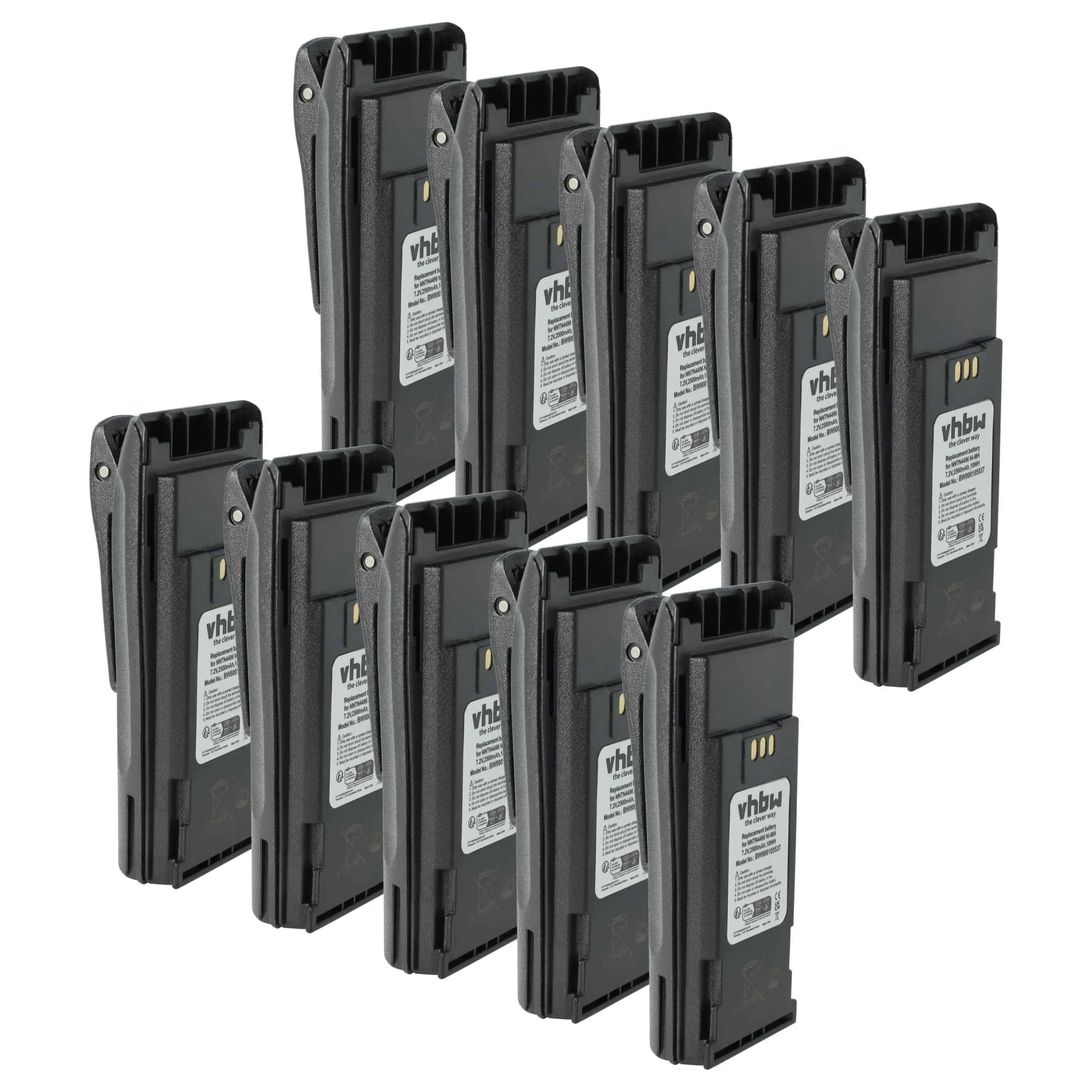 10x Batteries remplace Motorola MNN4254AR, NNTN4496 pour radio talkie-walkie Motorola- 2500mAh 7,2V NiMH