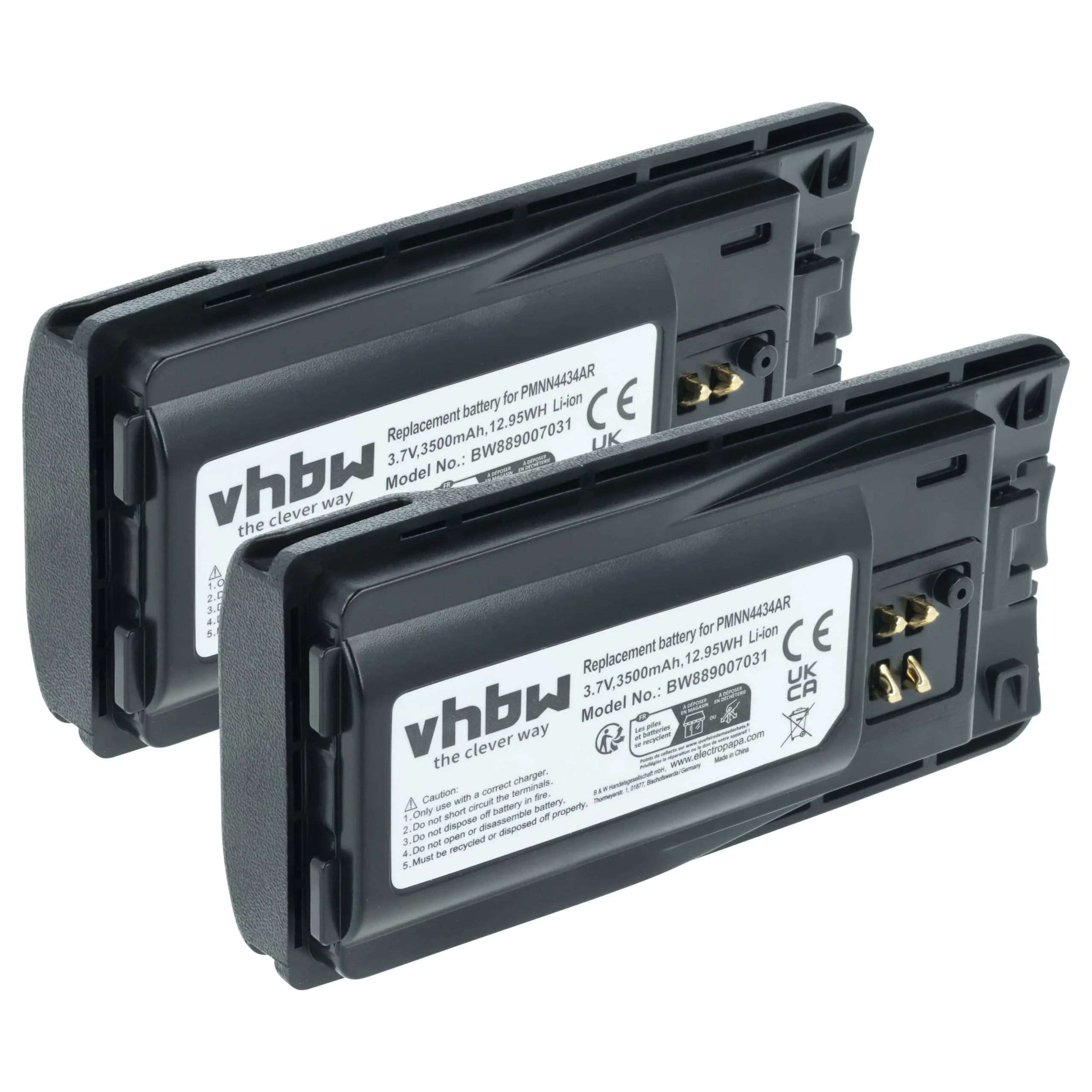 2x Batteries remplace Motorola PMLN6394, MNN4453AR pour radio talkie-walkie Motorola- 3500mAh 3,7V Li-ion