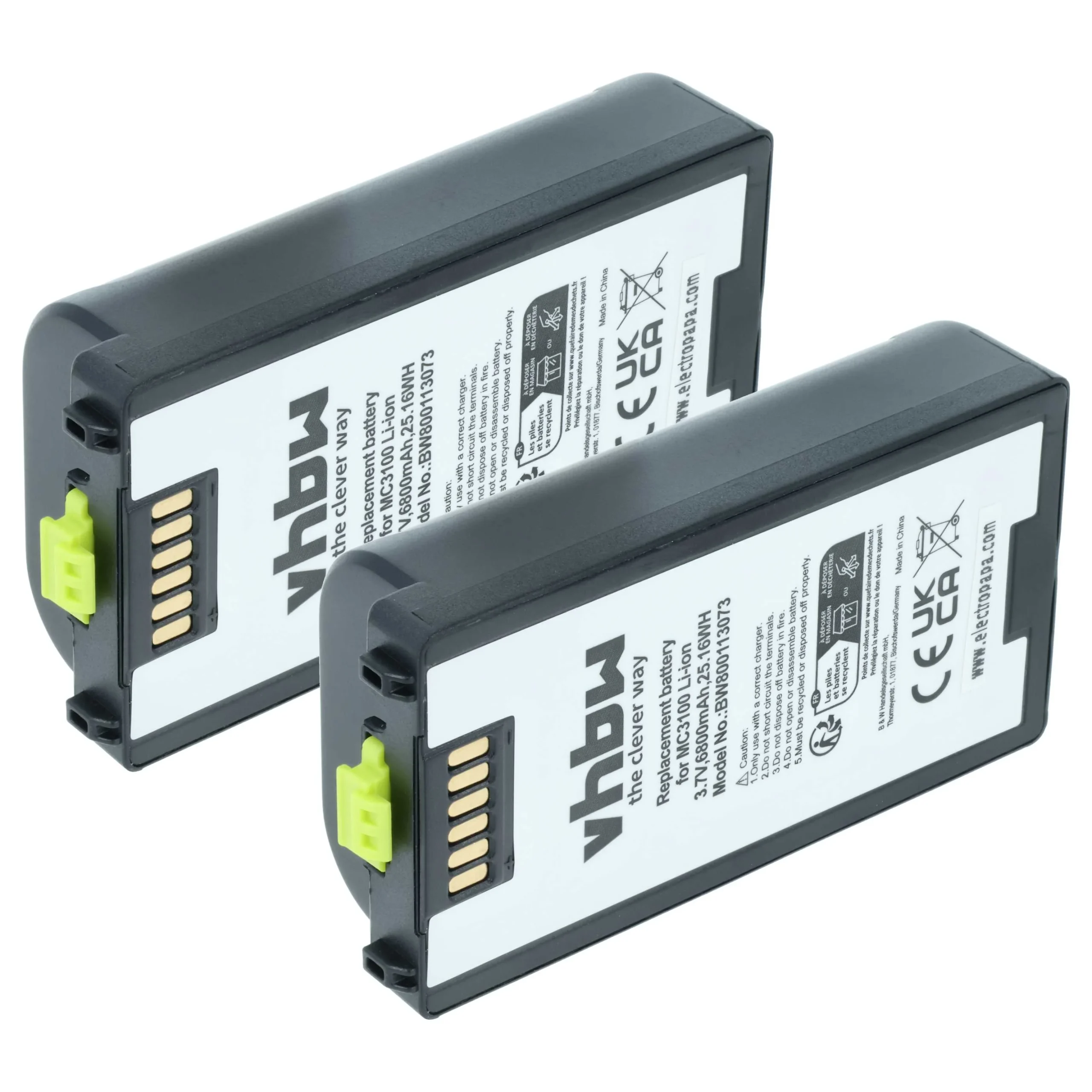 2x Batteries remplace Symbol BTRY-MC31KAB02-50 pour scanner de code-barre Symbol - 6800mAh 3,7V