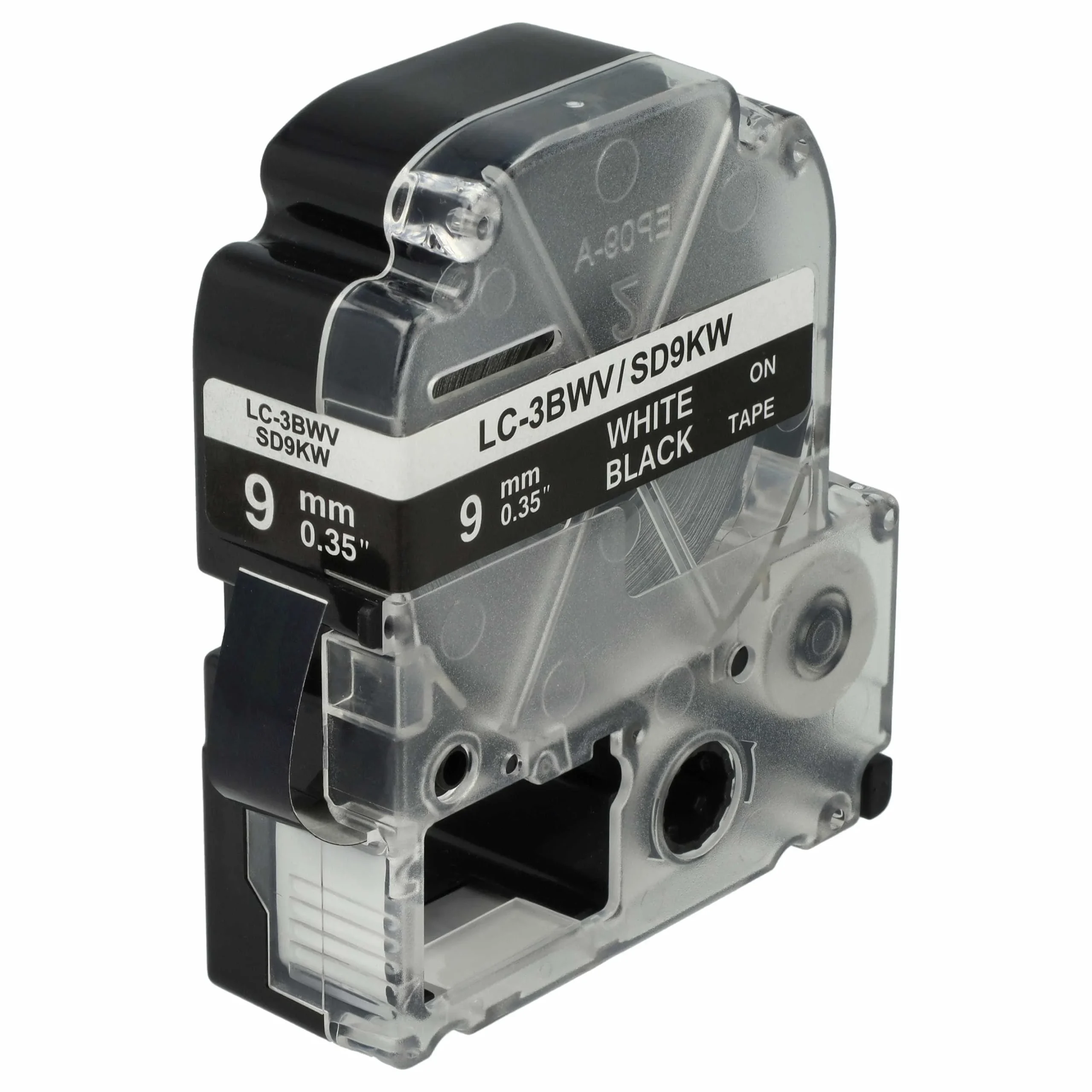 Cassette à ruban remplace Epson LC-3BWV - 9mm lettrage Blanc ruban Noir, plastique