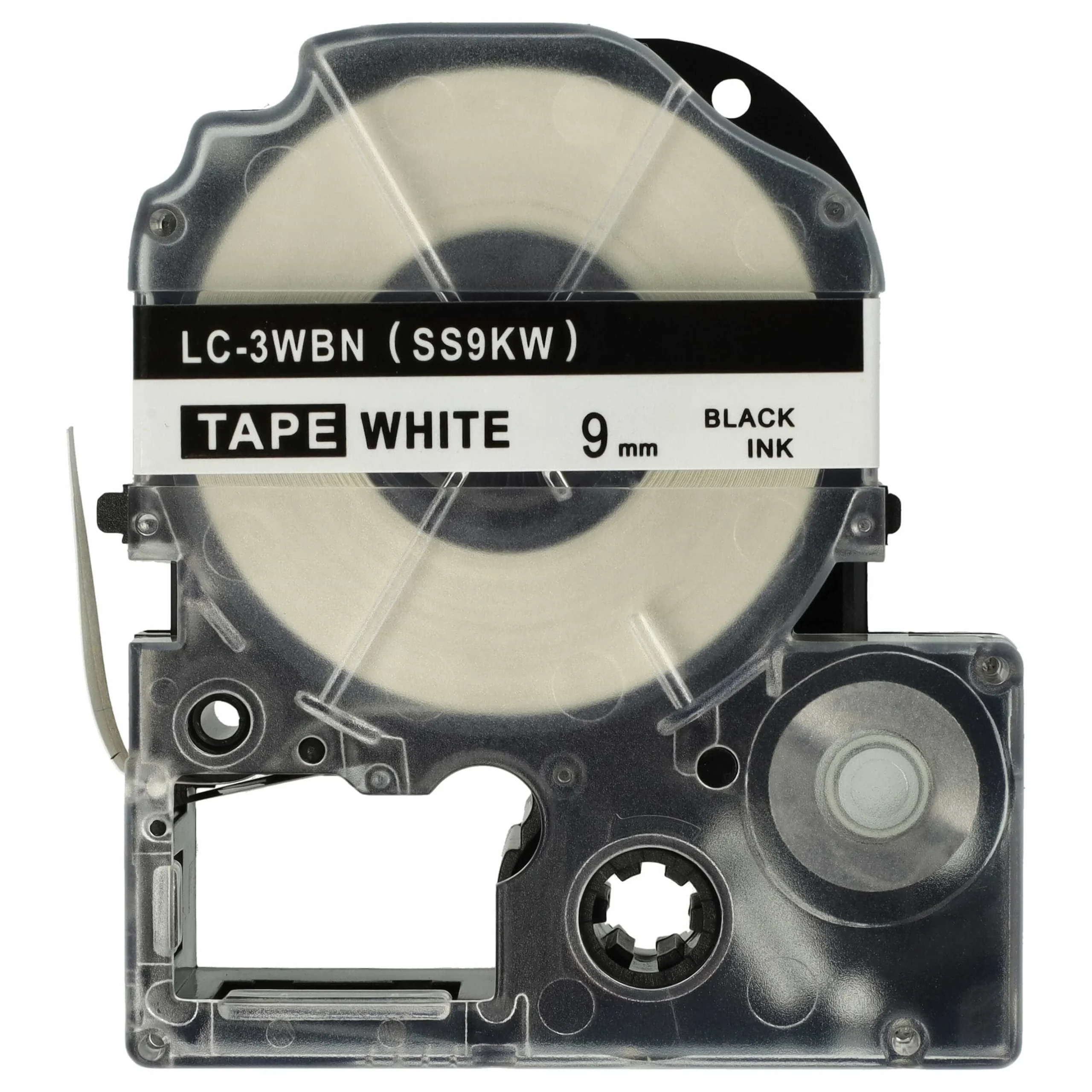 Cassette à ruban remplace Epson LC-3WBN - 9mm lettrage Noir ruban Blanc, plastique
