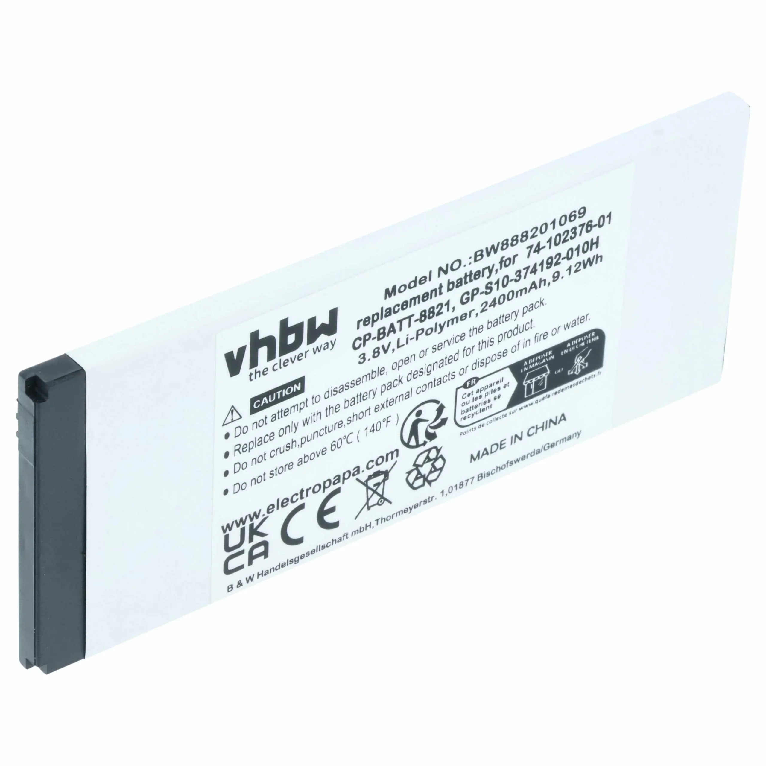 Batterie remplace Cisco 74-102376-01, CP-BATT-8821 téléphone portable Wiko - 2400mAh 3,8V Li-polymère
