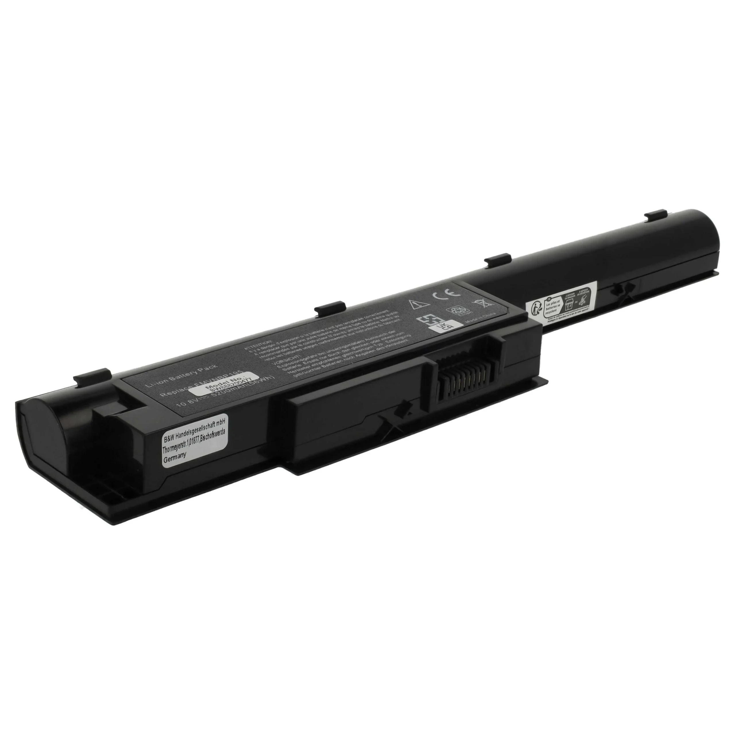 Batterie remplace Fujitsu CP516151-01, FMVNBP195 pour ordinateur portable Fujitsu- 5200mAh 10,8V Li-ion, noir