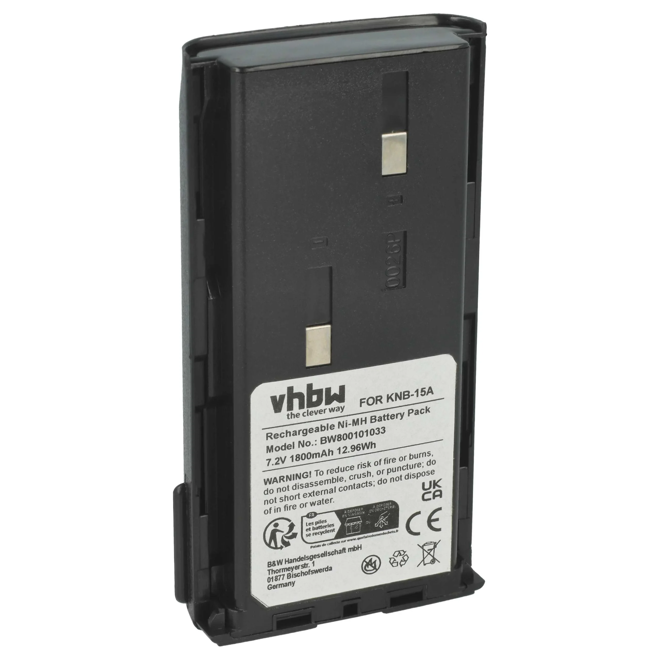 Batterie remplace Bidatong BD-15-L pour radio talkie-walkie Kenwood- 1800mAh 7,2V NiMH