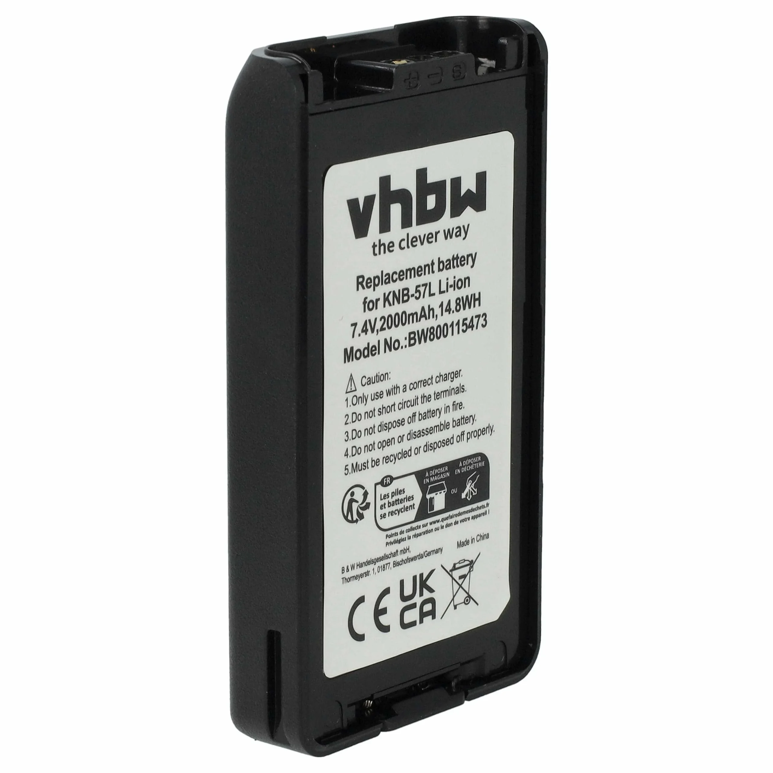 Batterie remplace Kenwood KNB-24Li, KNB-24, KNB-24L pour radio talkie-walkie Kenwood- 2000mAh 7,4V Li-ion