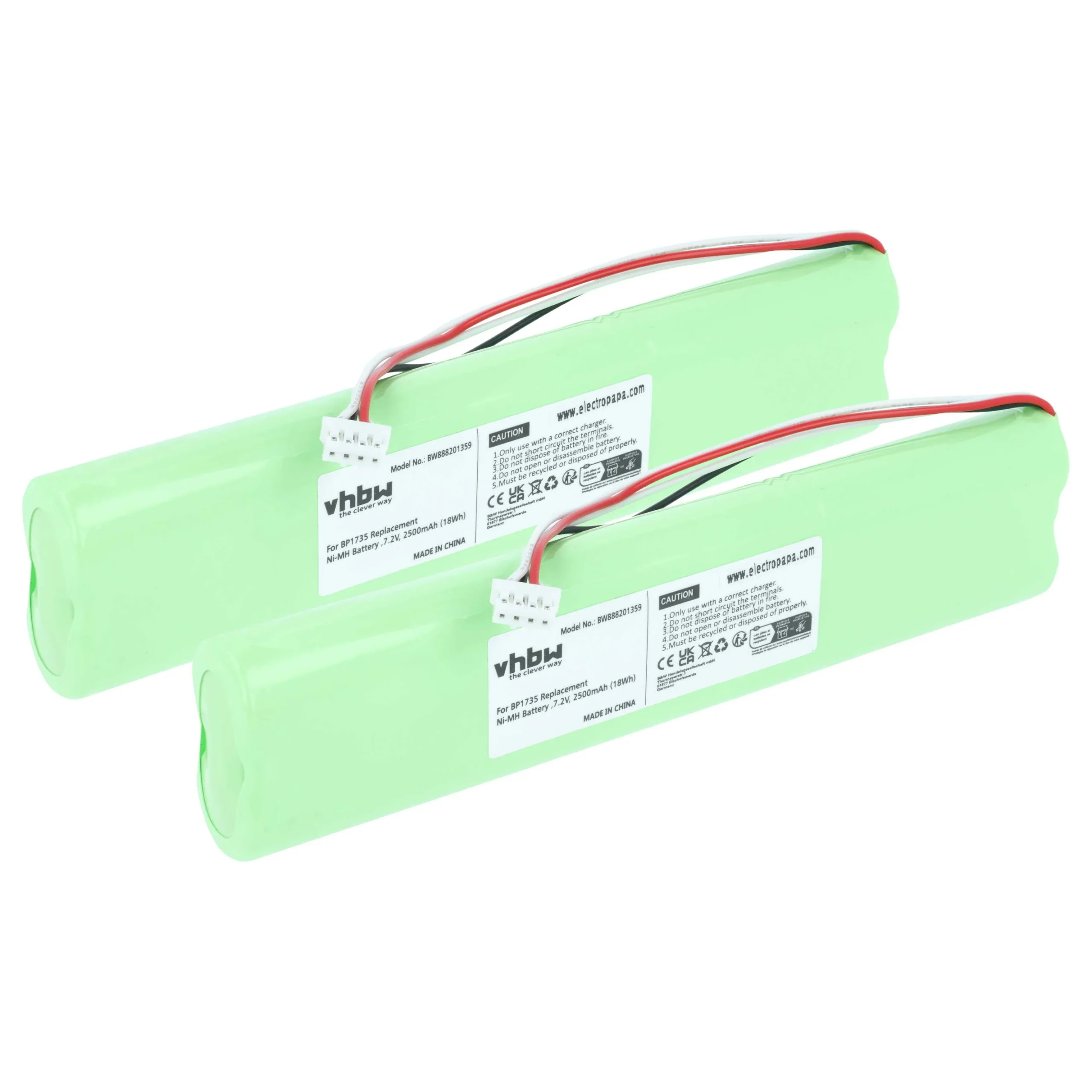 Batterie (2 pcs.) remplace Fluke BP1735 outil de mesure Fluke - 2500mAh 7,2V NiMH