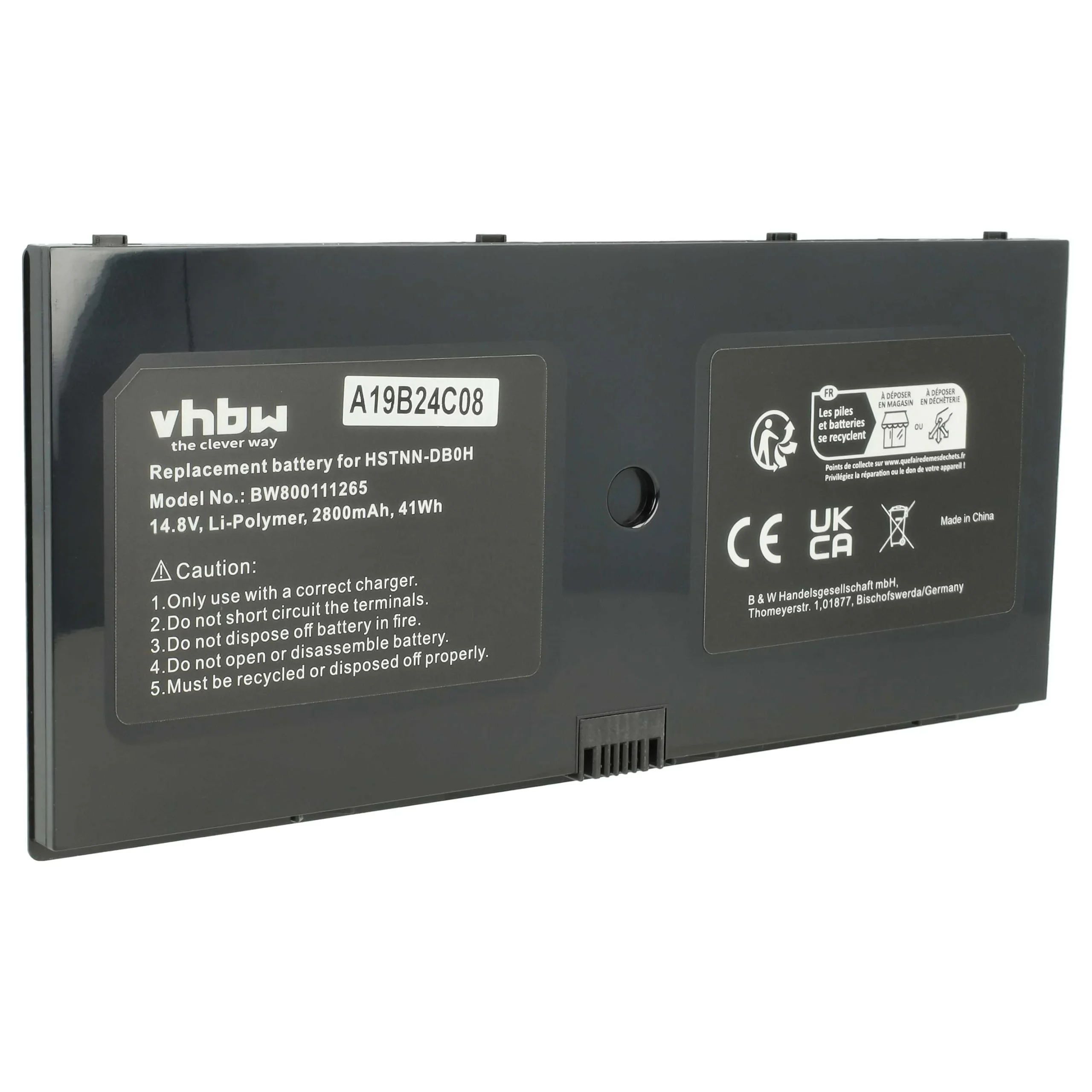 Batterie remplace HP 580956-001, 538693-271 pour ordinateur portable HP- 2800mAh 14,8V Li-polymère, noir