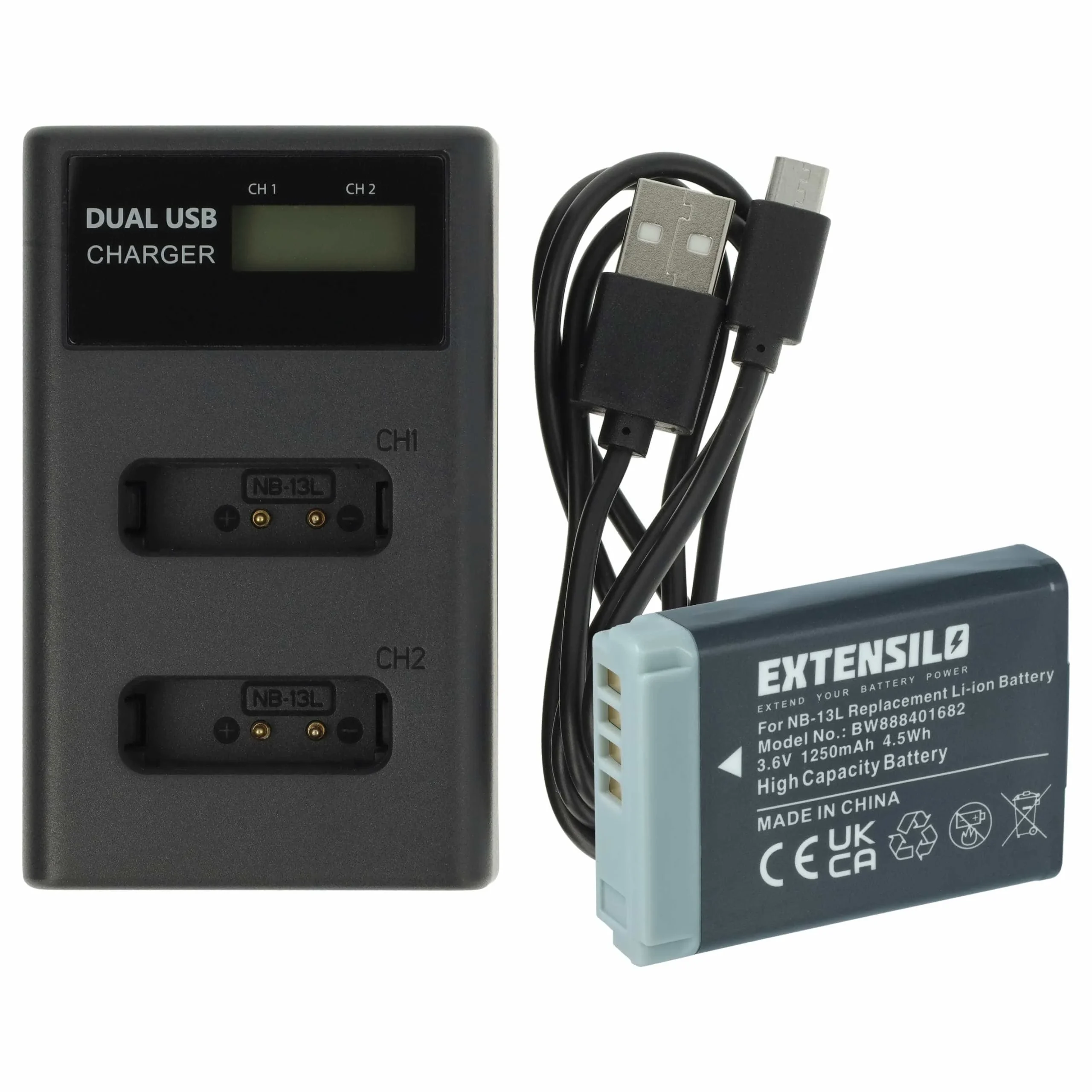1x batterie, 1x station de charge avec câble USB pour caméra Canon Vixia - Accessoires pour appareils photo