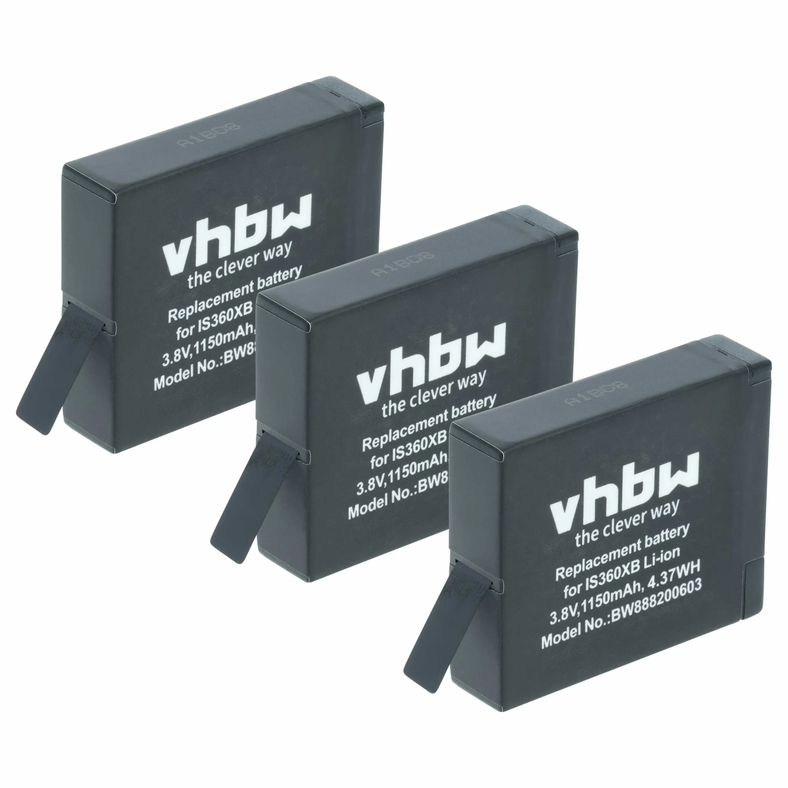 3x Batteries remplace Insta360 PL903135VT, PL903135VT-S01 pour appareil photo Insta360- 1150mAh 3,8V Li-ion