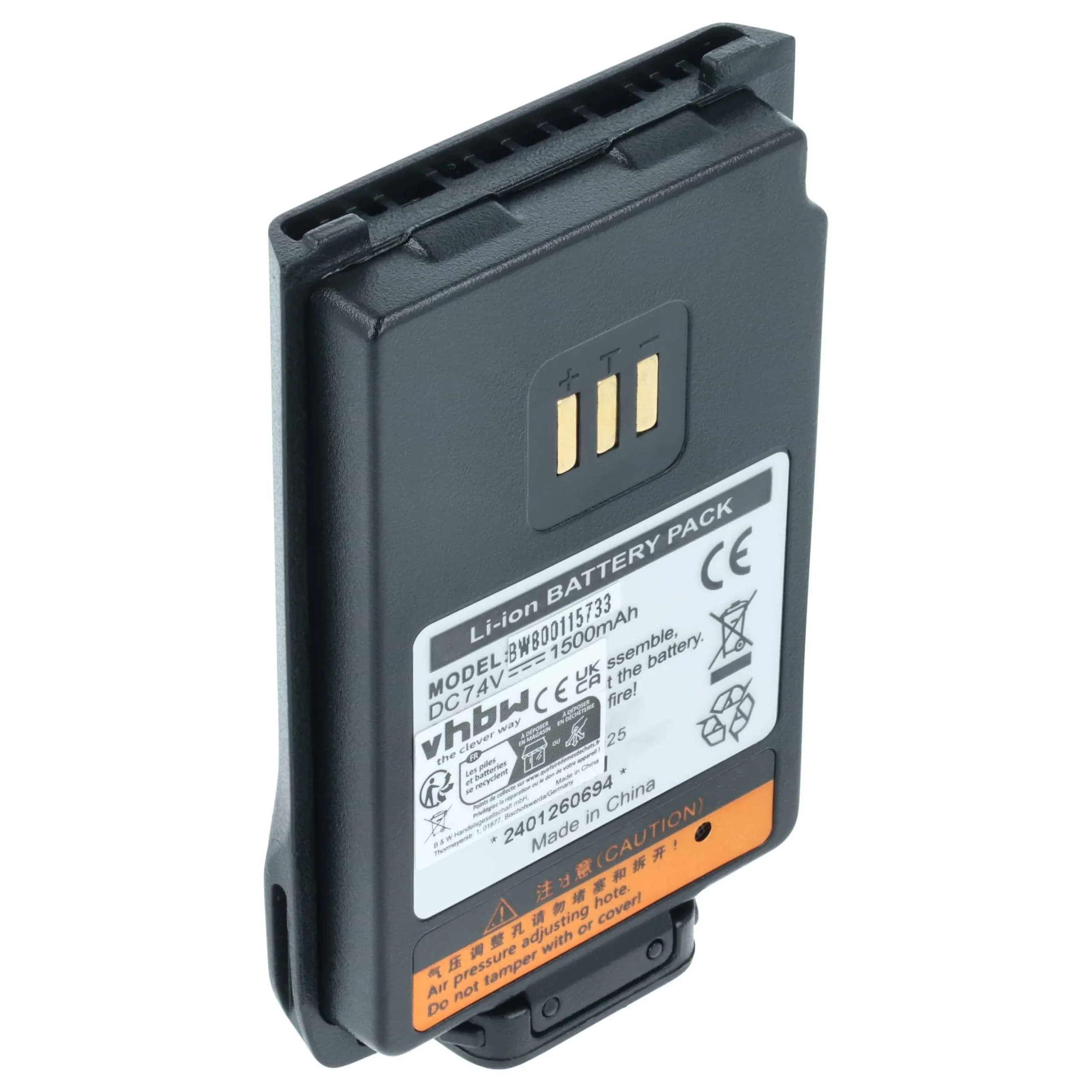 Batterie remplace Hyt / Hytera BL1502, BL2010 pour radio talkie-walkie Hyt / Hytera- 1500mAh 7,4V Li-ion