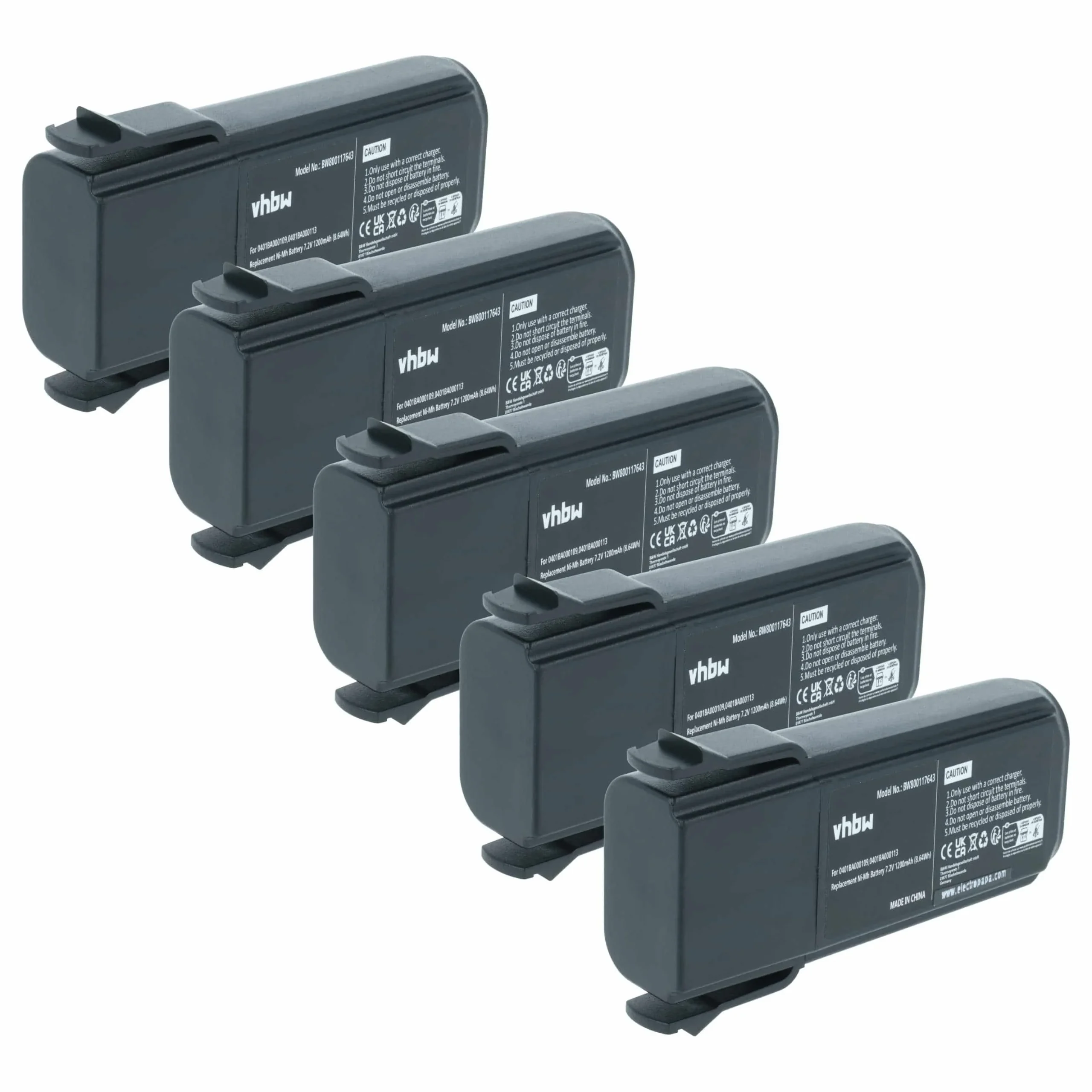 5x Batteries remplace Elca 04.142, 0401BA000109, 0401BA000113 pour télécommande Elca- 1200mAh 7,2V NiMH