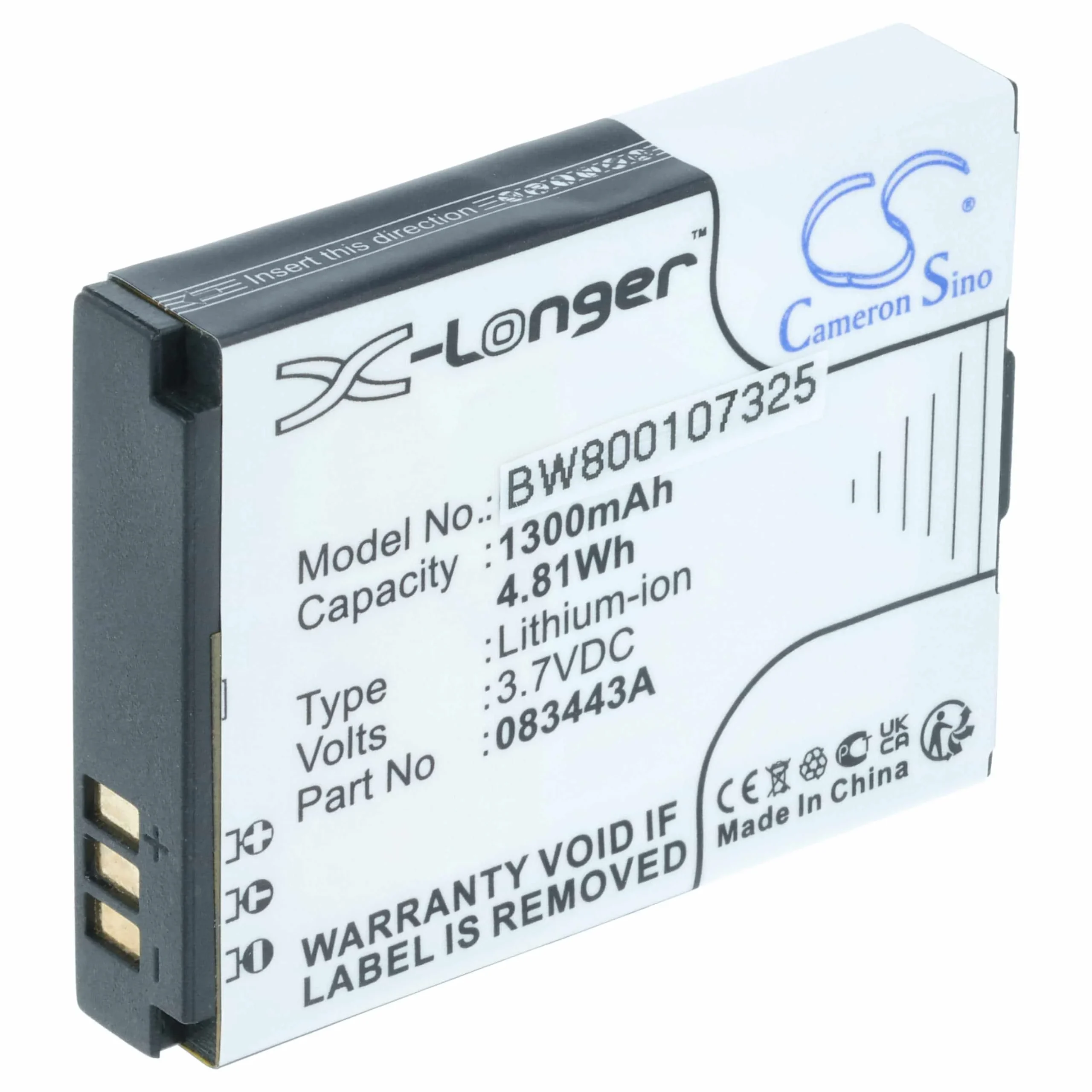 Batterie remplace ISaw A1, 083443A pour caméscope Action Pro- 1300mAh 3,7V Li-ion