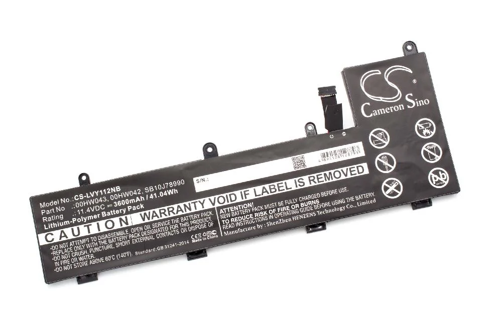 Batterie remplace Lenovo 00HW042, 00HW043 pour ordinateur portable Lenovo- 3600mAh 11,4V Li-polymère