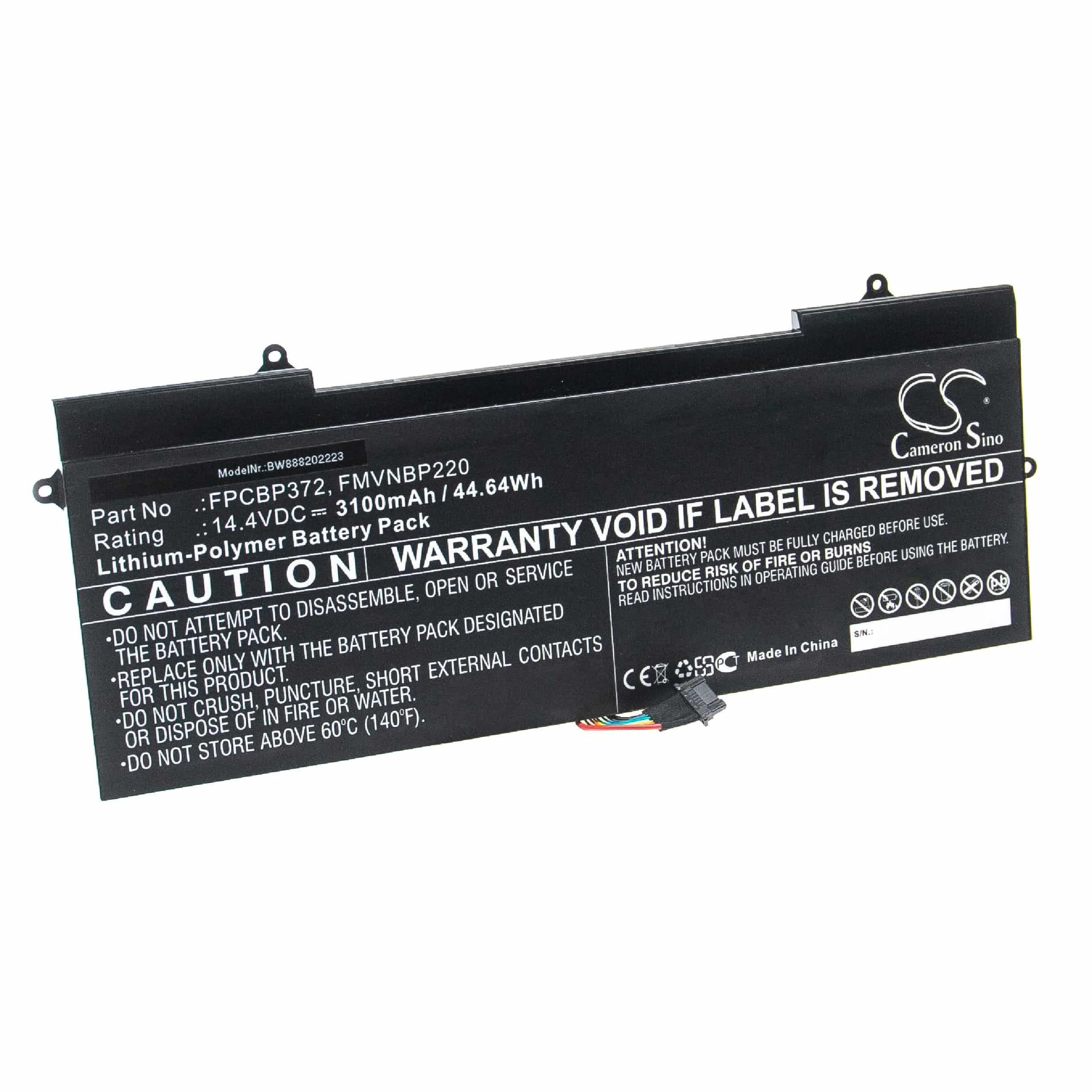 Batterie remplace Fujitsu FPCBP372, FMVNBP220 pour ordinateur portable Fujitsu- 3100mAh 14,4V Li-polymère