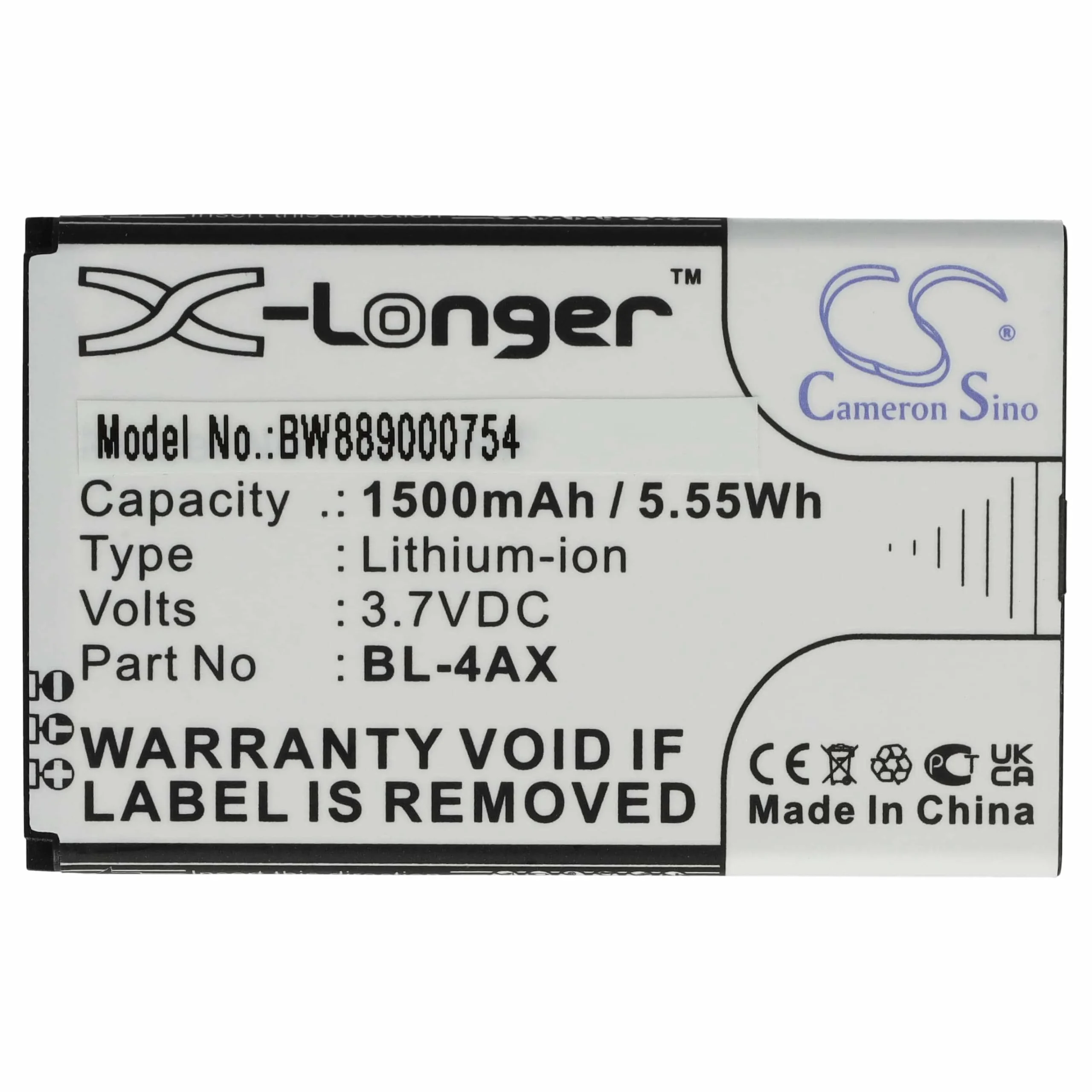 Batterie remplace Nokia BL-4AX, BL-4XL téléphone portable Nokia - 1500mAh 3,7V Li-ion