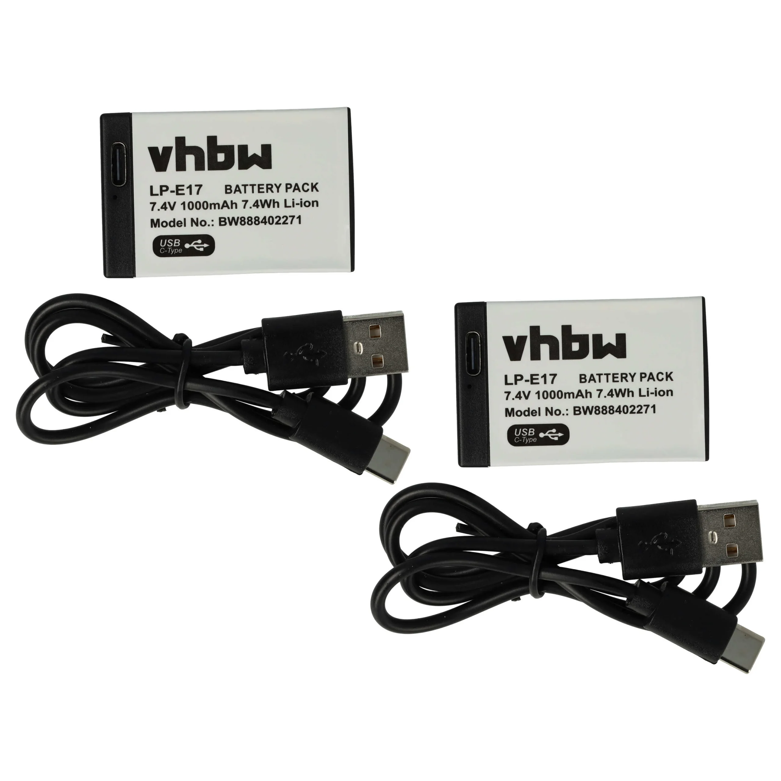 2x Batteries remplace Canon LP-E17 pour appareil photo Saramonic- 1000mAh 7,4V Li-ion - USB-C
