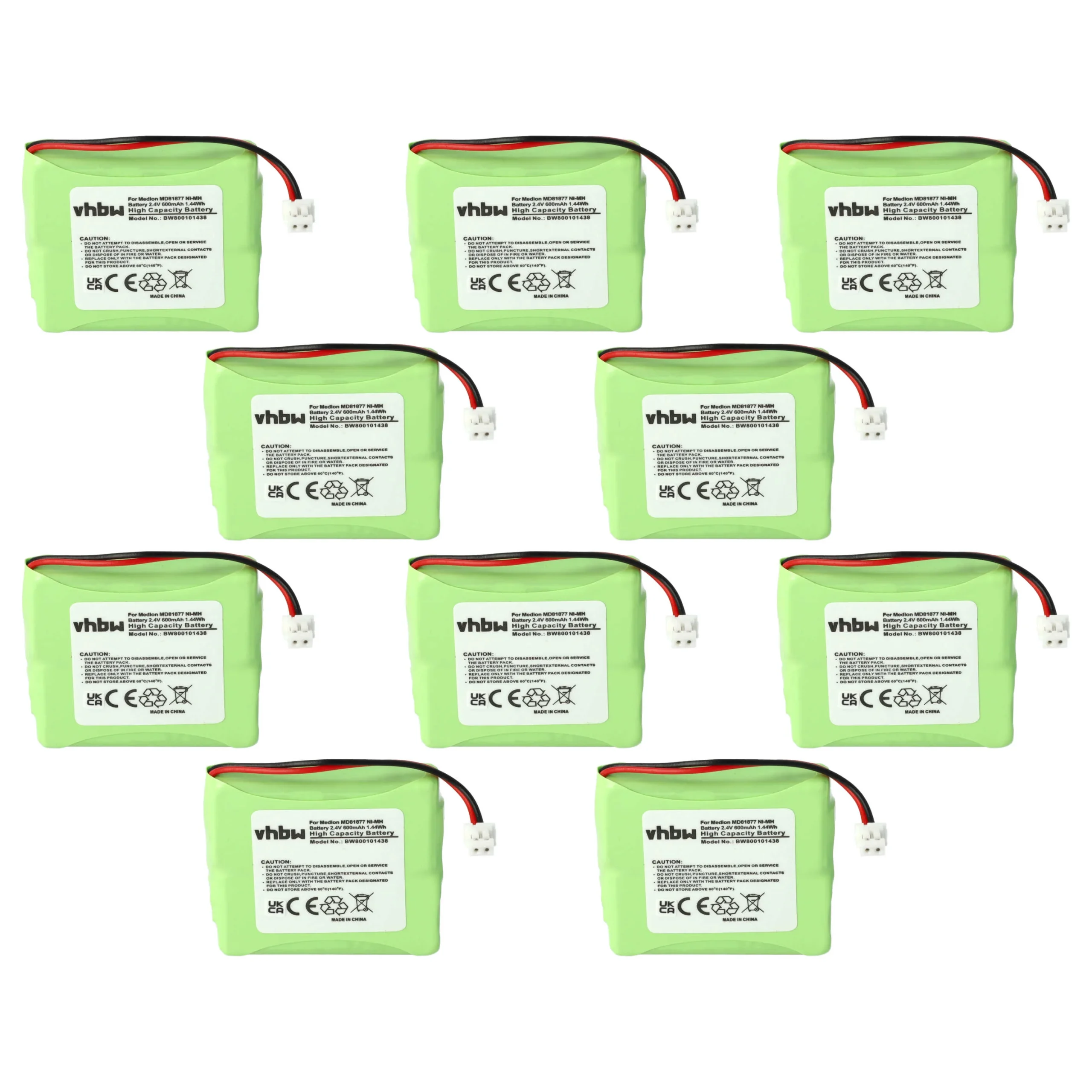 10x Batteries remplace GP0827, 5M702BMX, GP0748, GP0747, GP0735 pour téléphone Telstra - 600mAh 2,4V NiMH