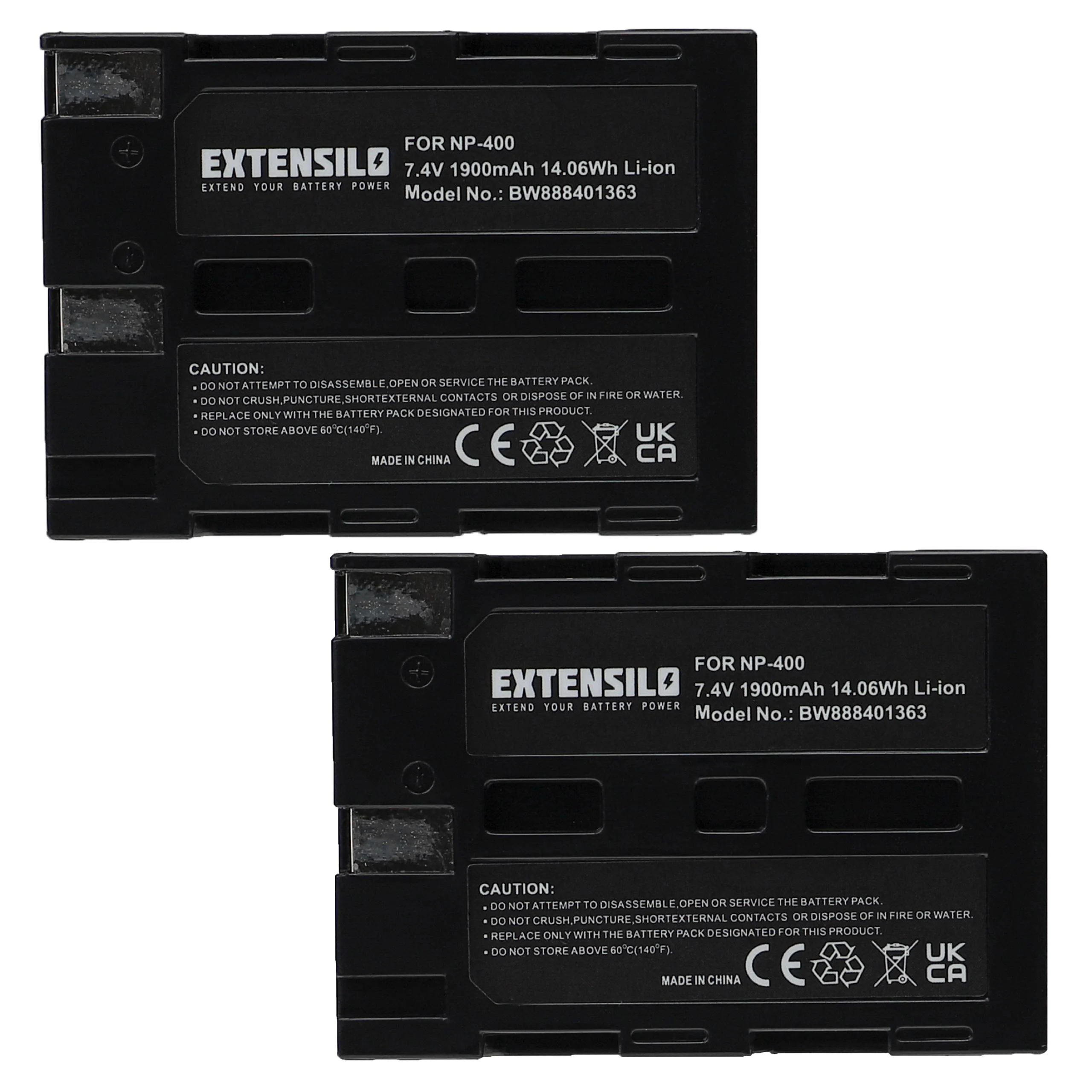 2x Batteries remplace Minolta NP-400 pour appareil photo Pentax- 1900mAh 7,4V Li-ion