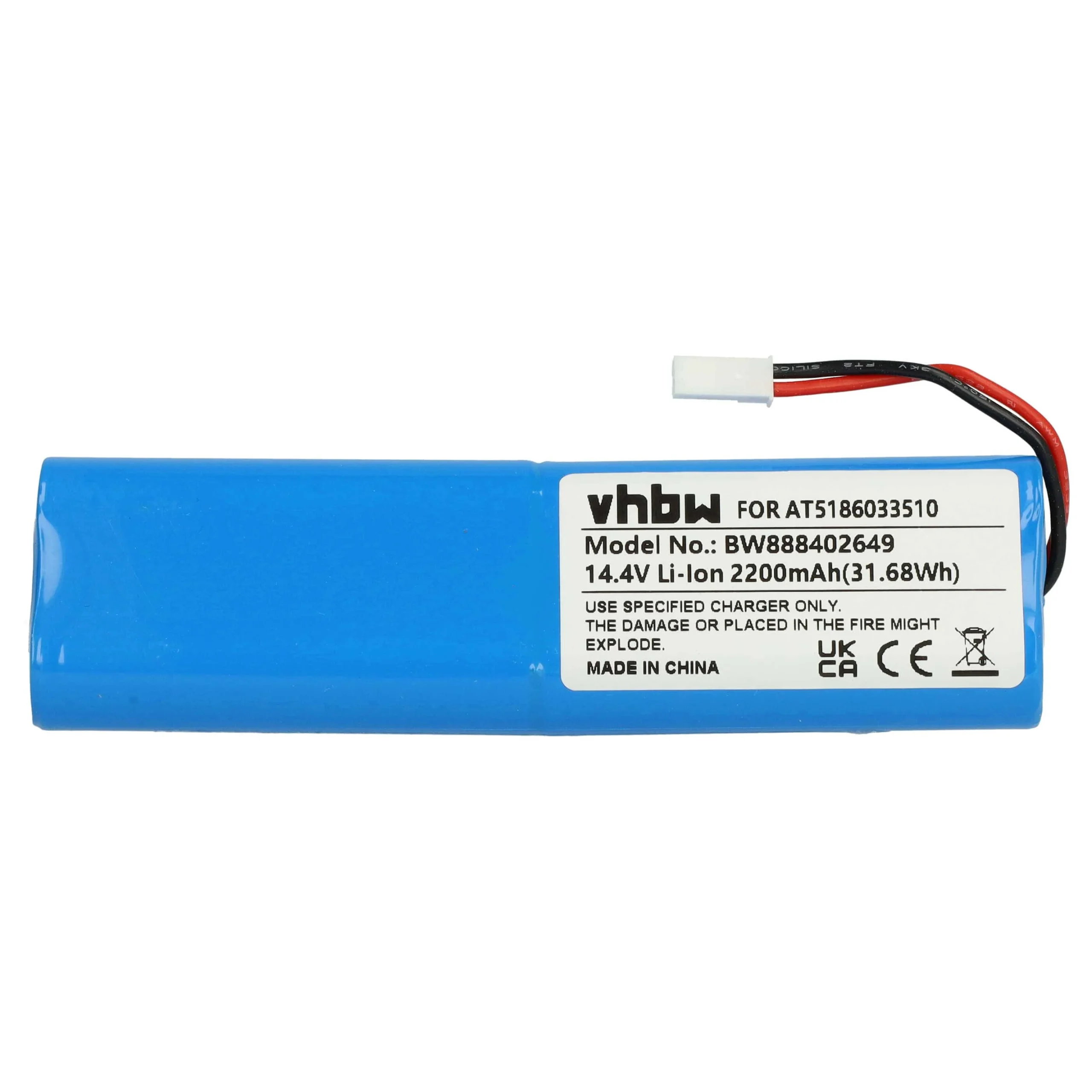 Batterie remplace Ariete AT5186033510 pour robot aspirateur Ariete - 2200mAh 14,4V Li-ion