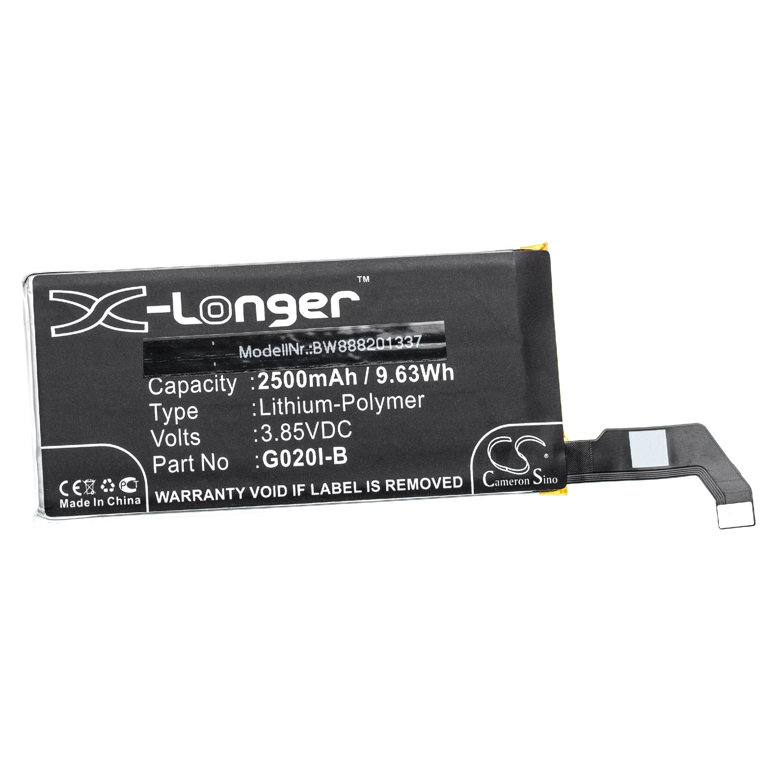 Batterie remplace Google G020I-B téléphone portable Google - 2500mAh 3,85V Li-polymère
