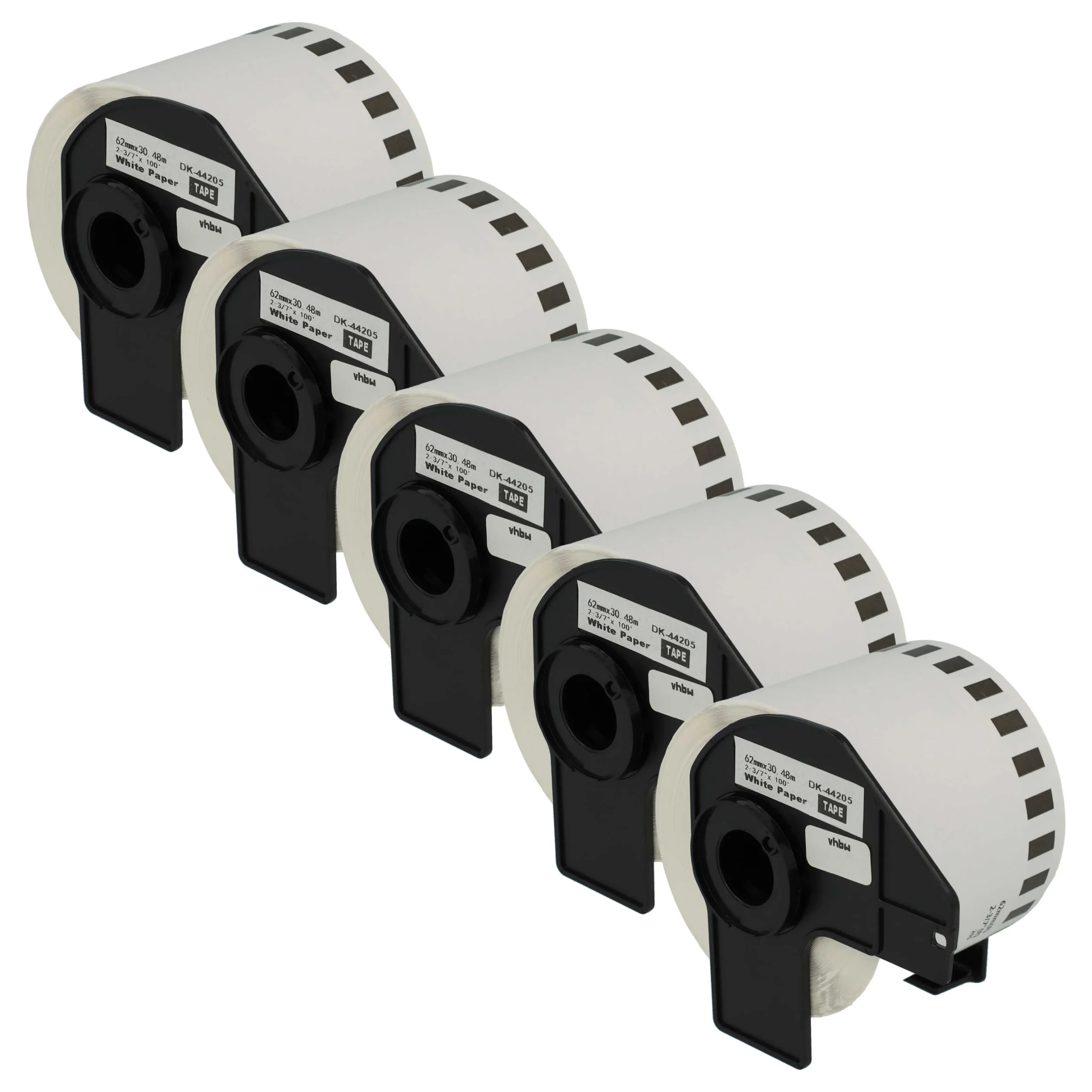 5x Étiquette remplacent Brother DK-44205 pour imprimante étiqueteuse - premium 62mm x 30,48m + support
