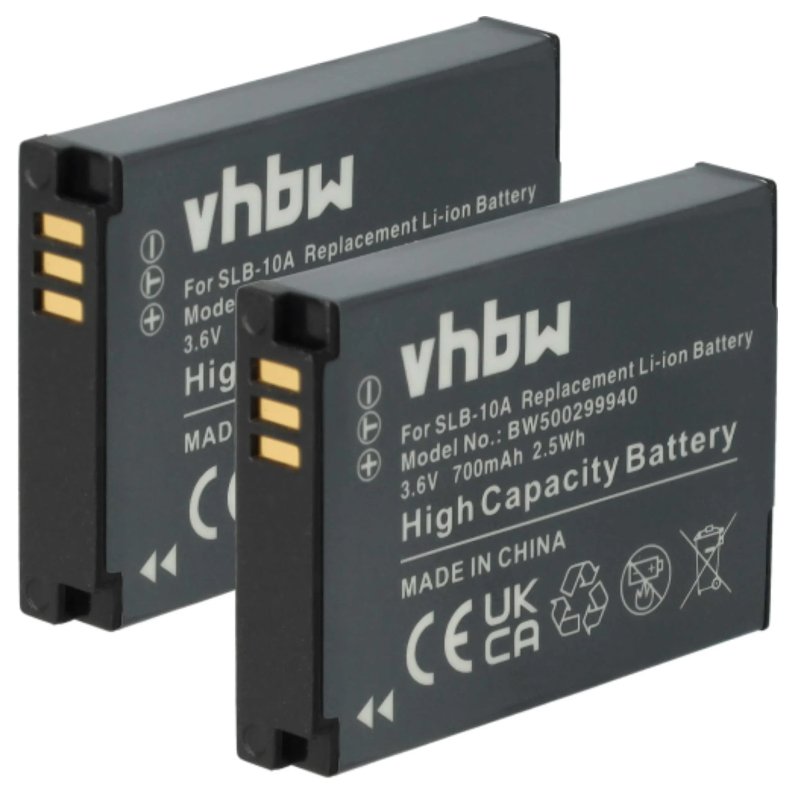 Batterie remplace Samsung BP-10A, SLB-10A, BP10A pour caméra de poche Praktica- 700mAh 3,6V Li-ion