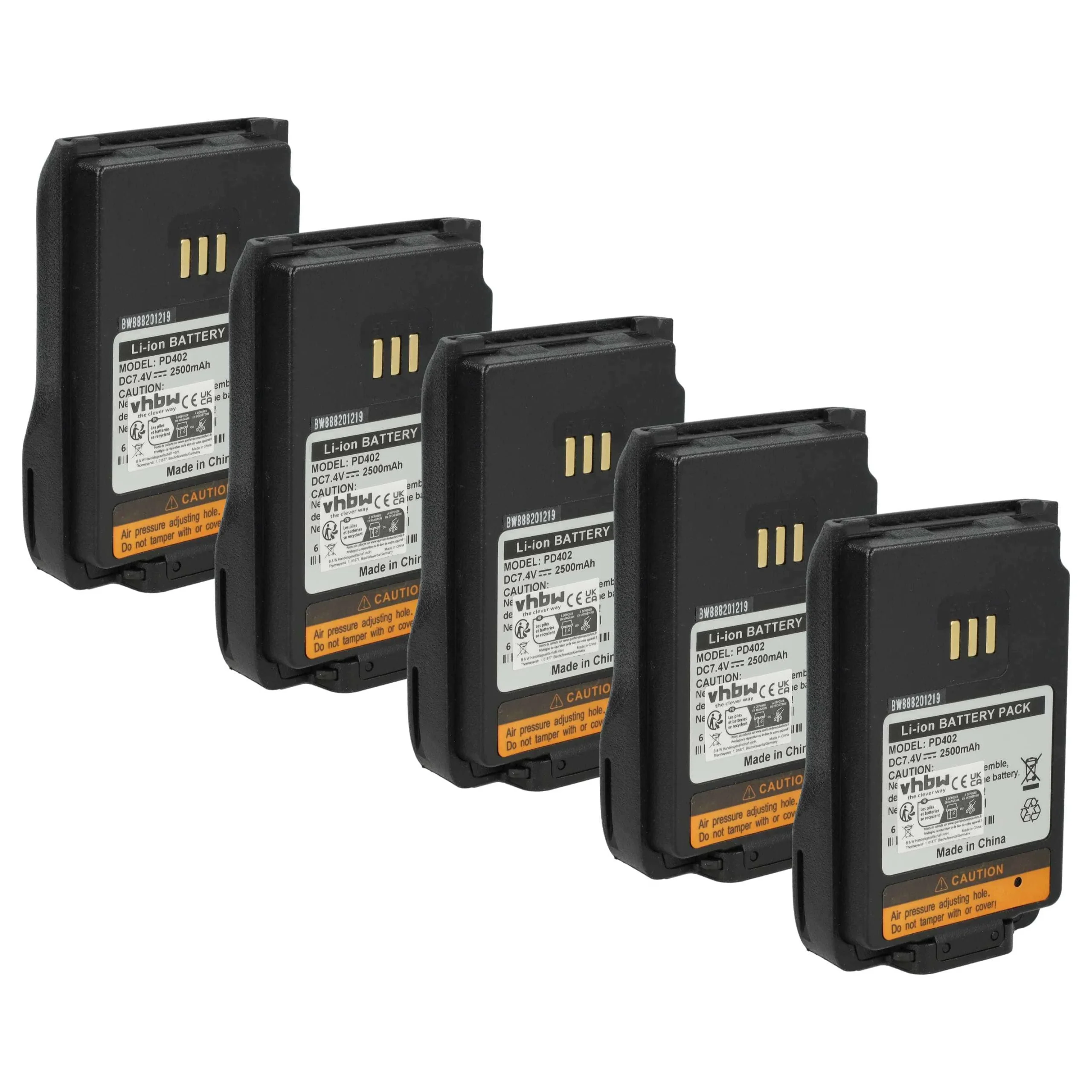 5x Batteries remplace Hytera BL1502, BL2010, BL1504 pour radio talkie-walkie Hytera- 2500mAh 7,2V Li-ion
