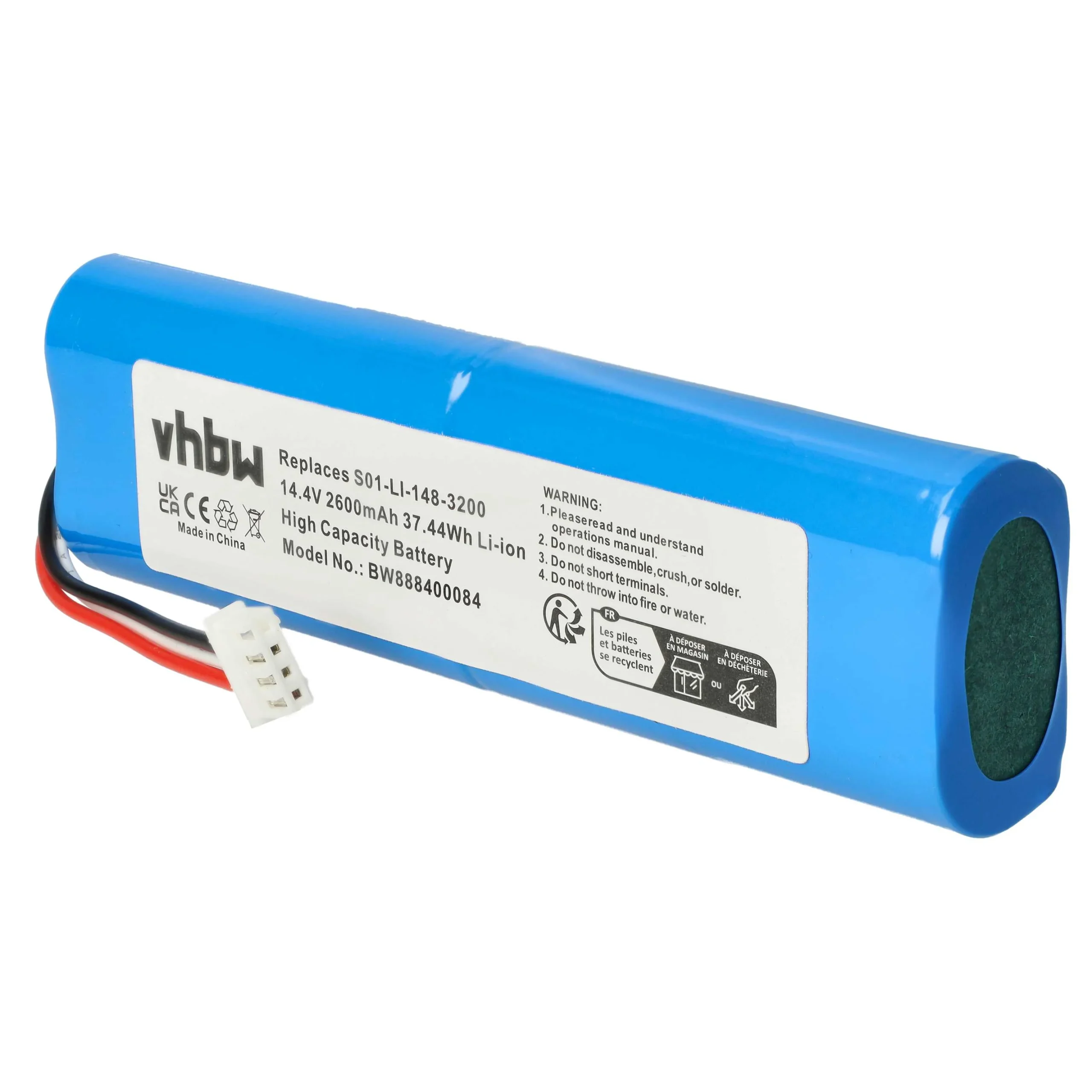 Batterie remplace Ecovacs S01-LI-148-2600 pour robot aspirateur Ecovacs - 2600mAh 14,4V Li-ion