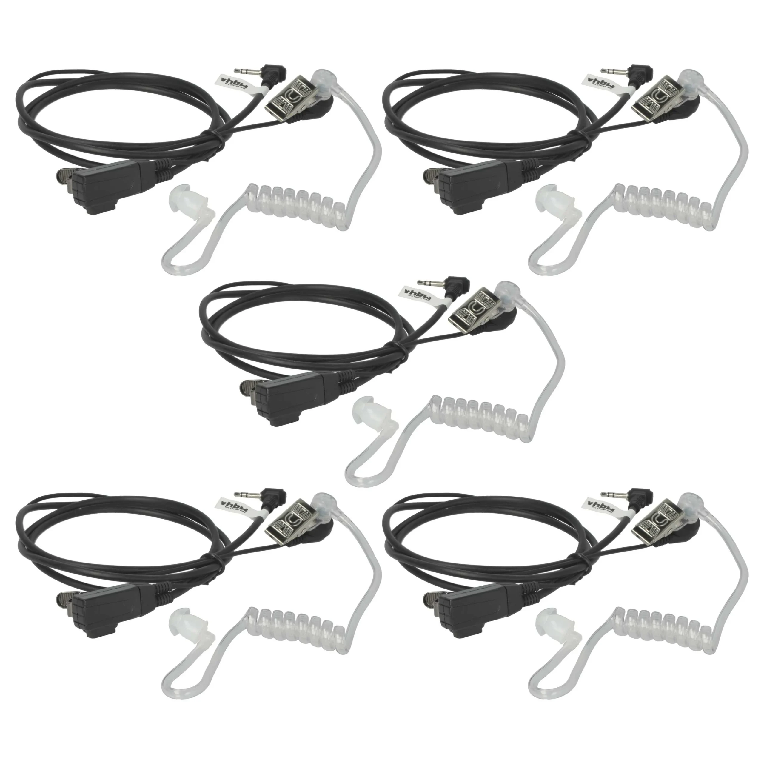 5x Oreillette de talkie-walkie pour Motorola T280 et autres - Avec touche de réponse + support clip, noir