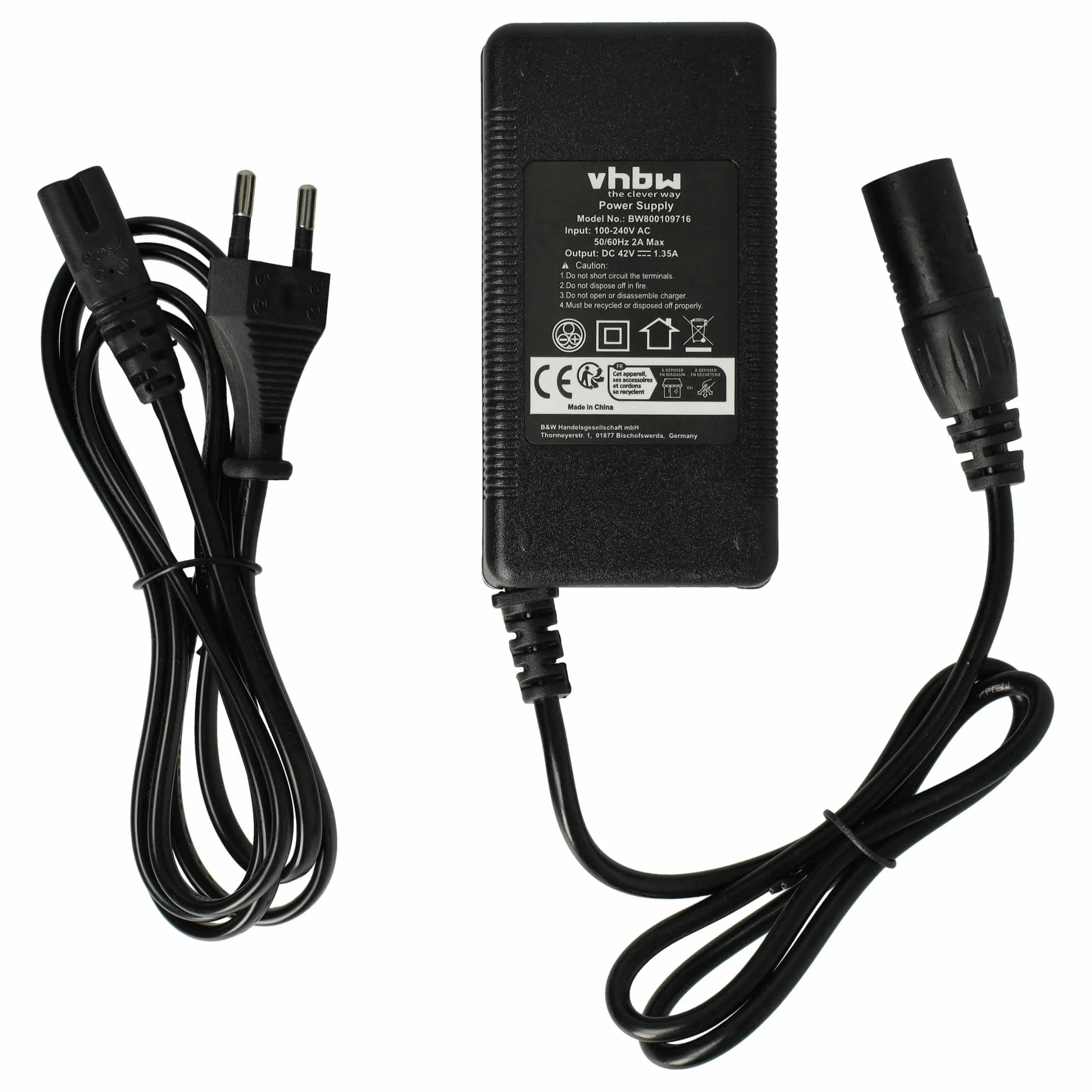 Chargeur pour batterie e-bike Prophete - batterie 36V prise, 3-Pin, XLR, 1,35 A