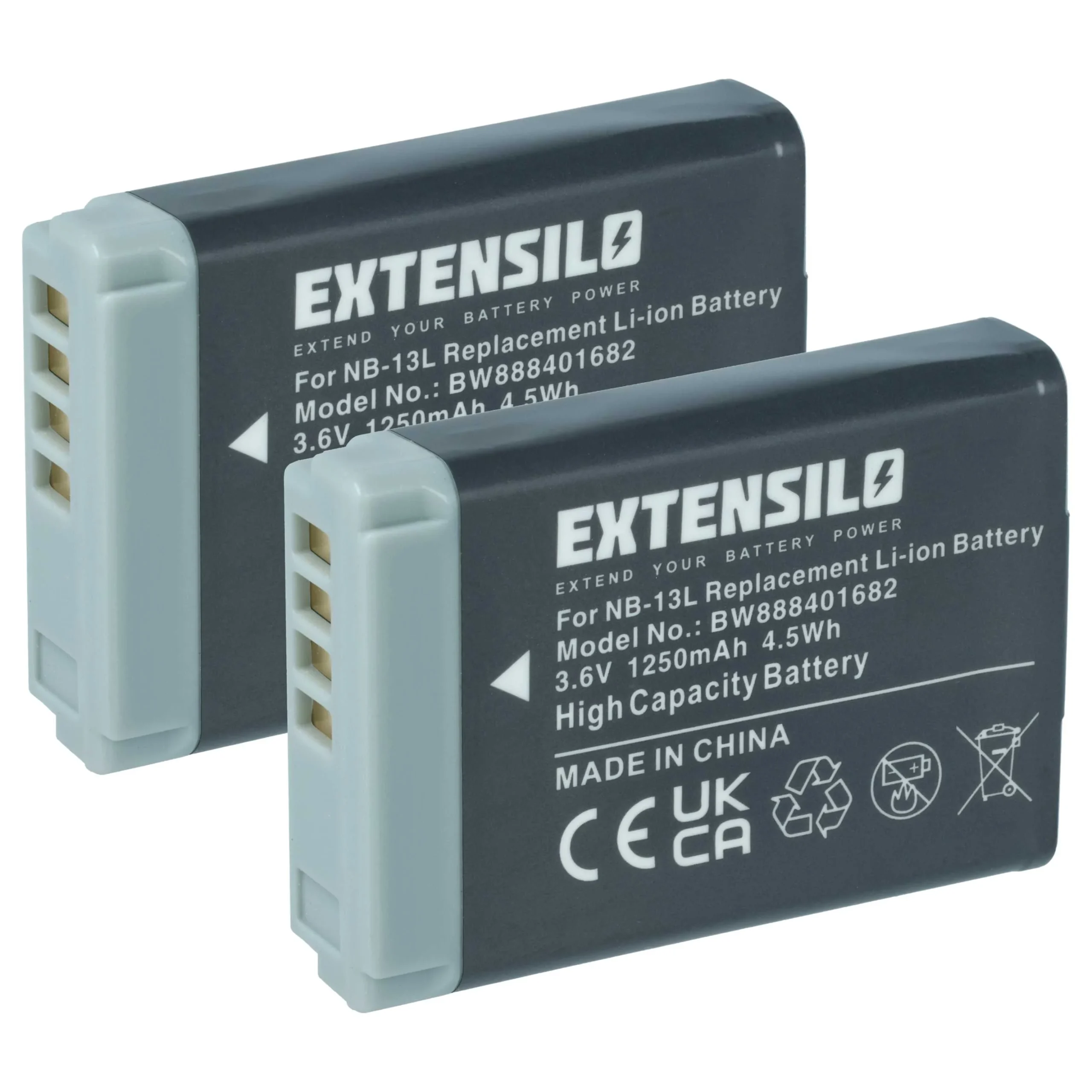 2x Batteries remplace Canon NB-13L pour appareil photo Canon- 1250mAh 3,6V Li-ion