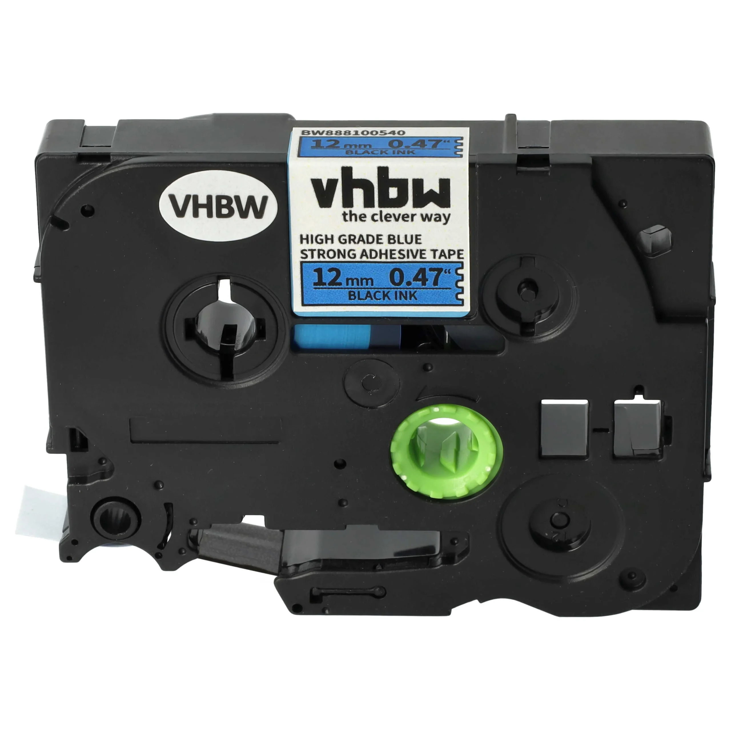 Cassette à ruban remplace Brother HGE-S531, HGES531, AHe-S531 - 12mm lettrage Noir ruban Bleu, plastique