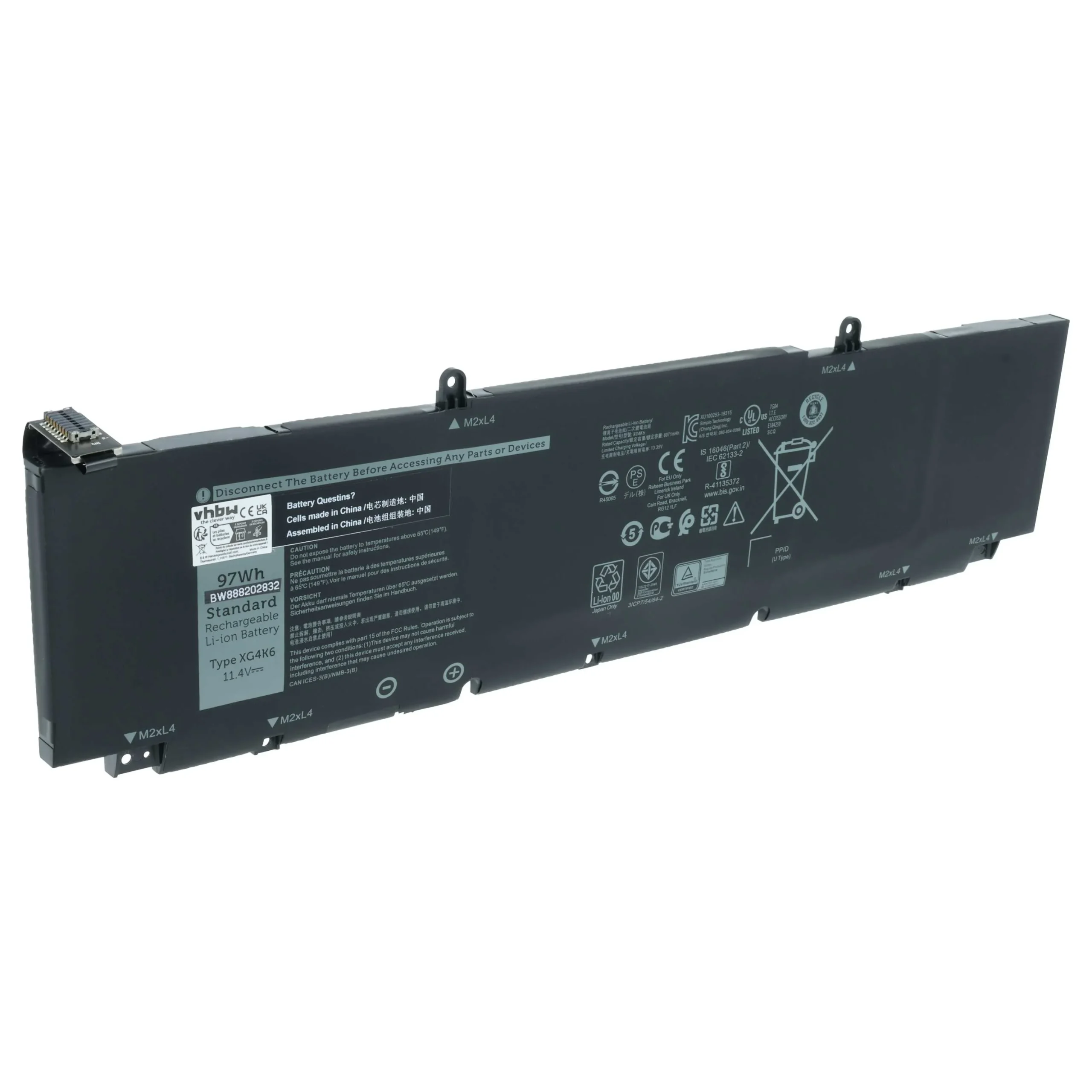 Batterie remplace Dell XG4K6, 01RR3, F8CPG pour ordinateur portable Dell- 8000mAh 11,4V Li-polymère