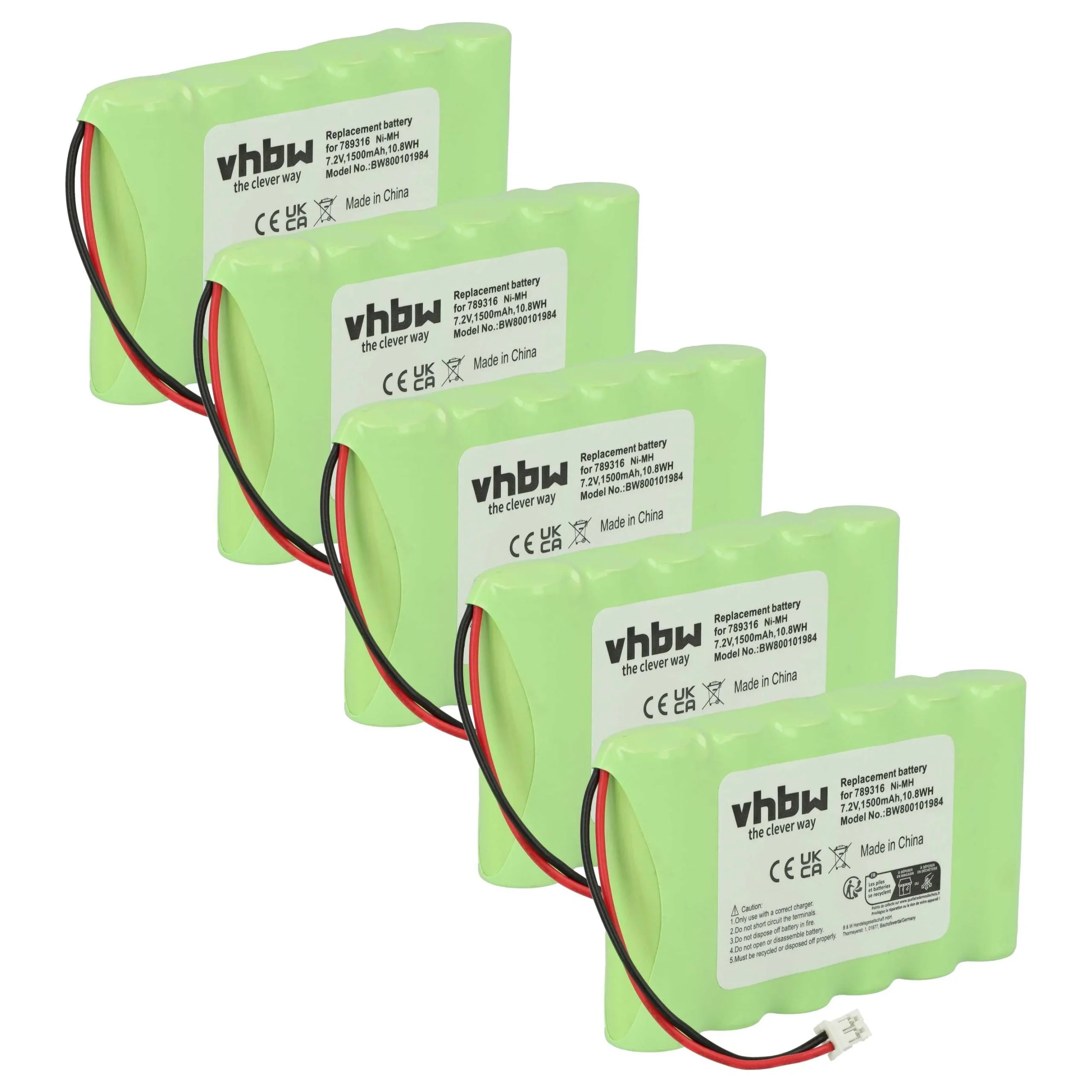 5x Batteries remplace Ingenico 6VHAAL, 6N120SFE-15615 pour scanner de code-barre Incognito - 1200mAh 7,2V