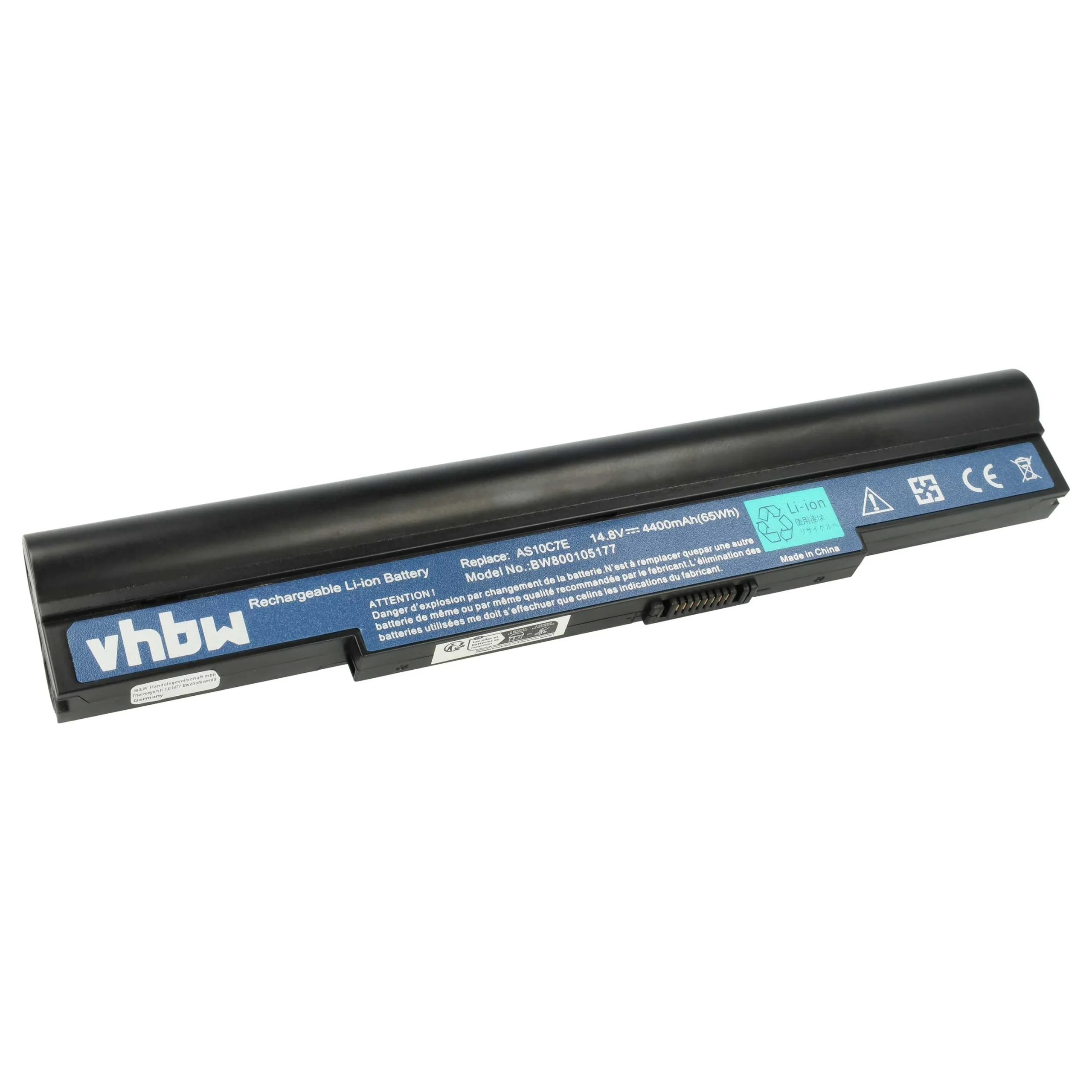 Batterie remplace Acer 41CR19/66-2, 4INR18/65-2 pour ordinateur portable Acer- 4400mAh 14,8V Li-ion, noir