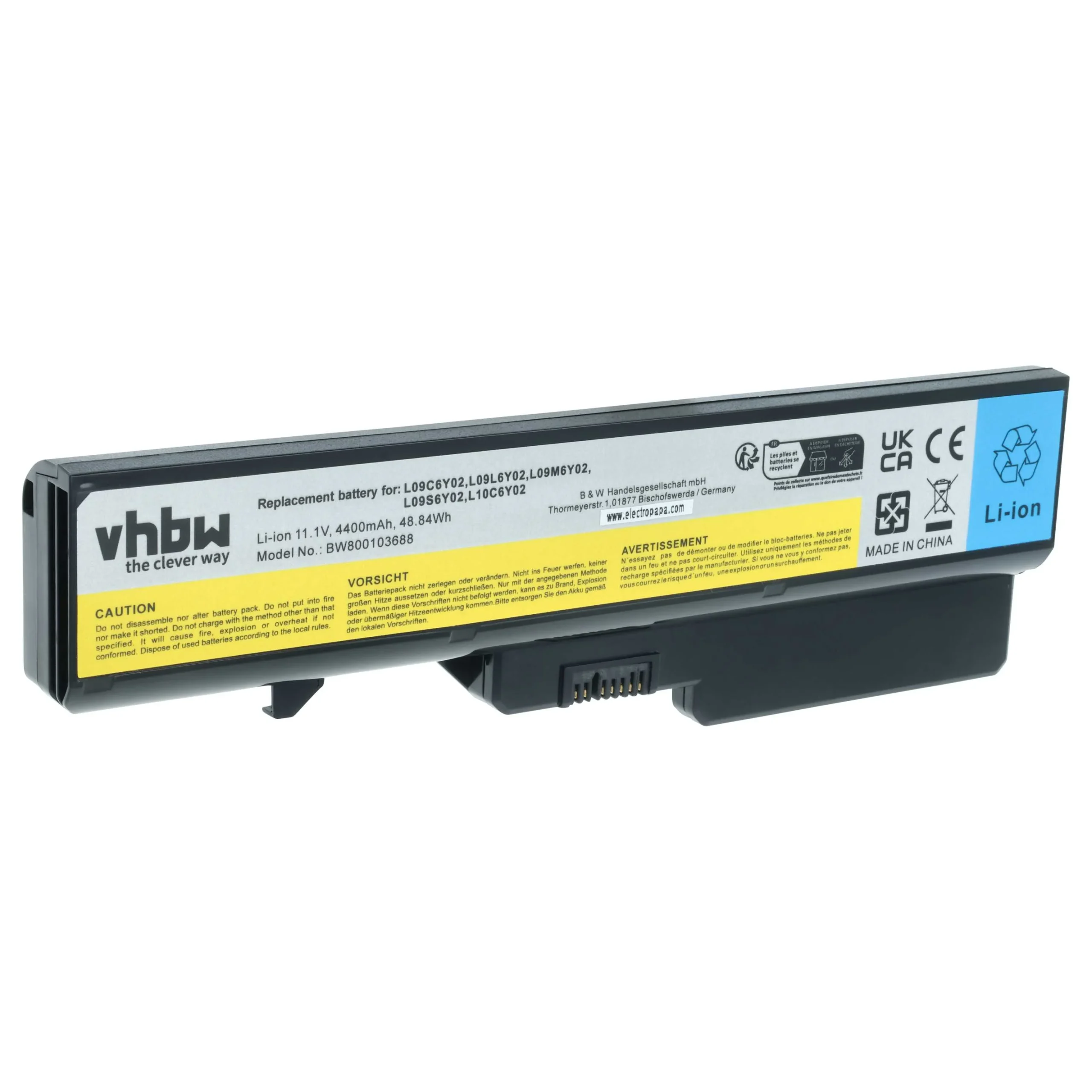 Batterie remplace IBM / Lenovo 121000935 pour ordinateur portable IBM Lenovo- 4400mAh 11,1V Li-ion, noir