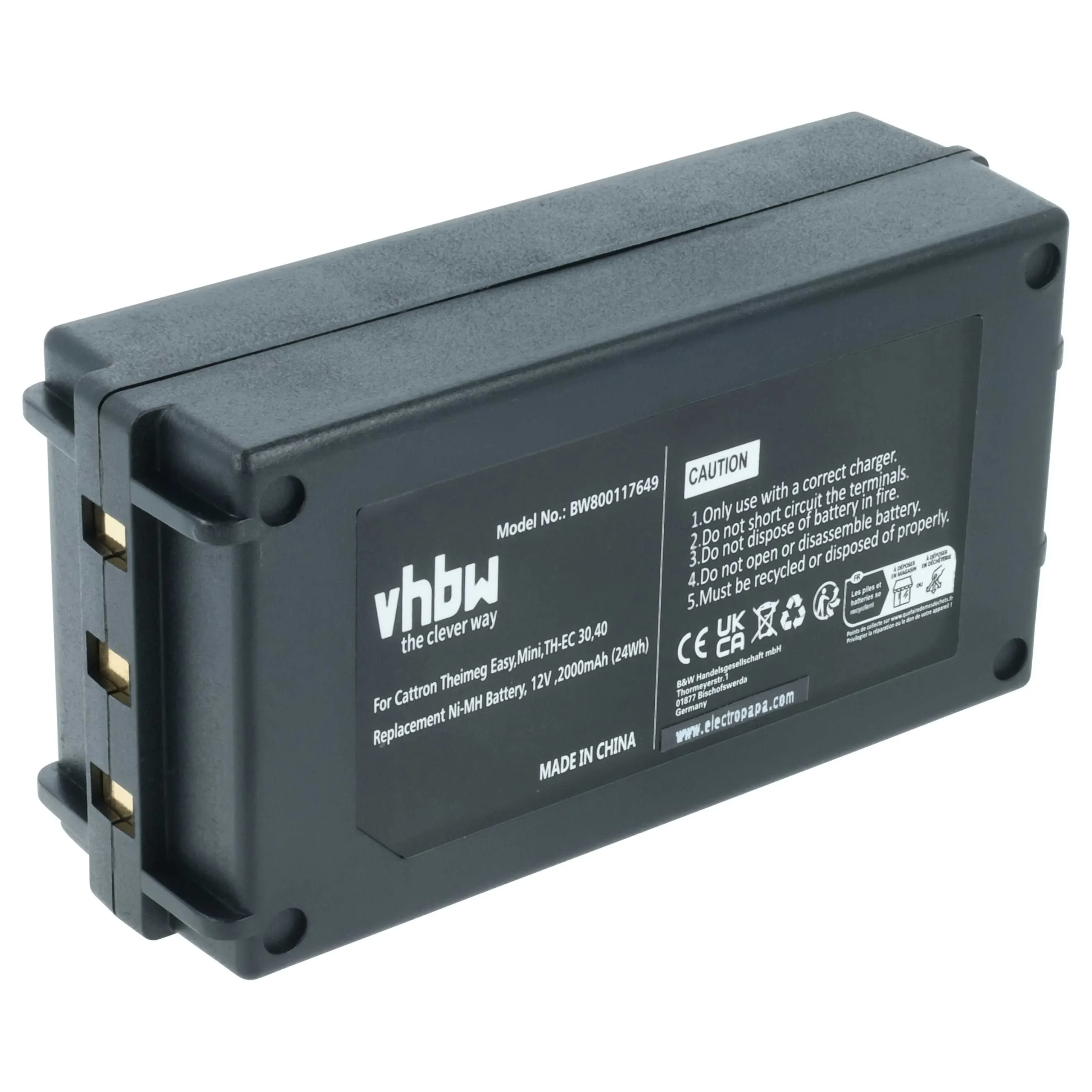 Batterie remplace Cattron Theimeg BT081-00053, BT081-00061, BT923-00044, BT92300075 - 2000mAh 12V NiMH