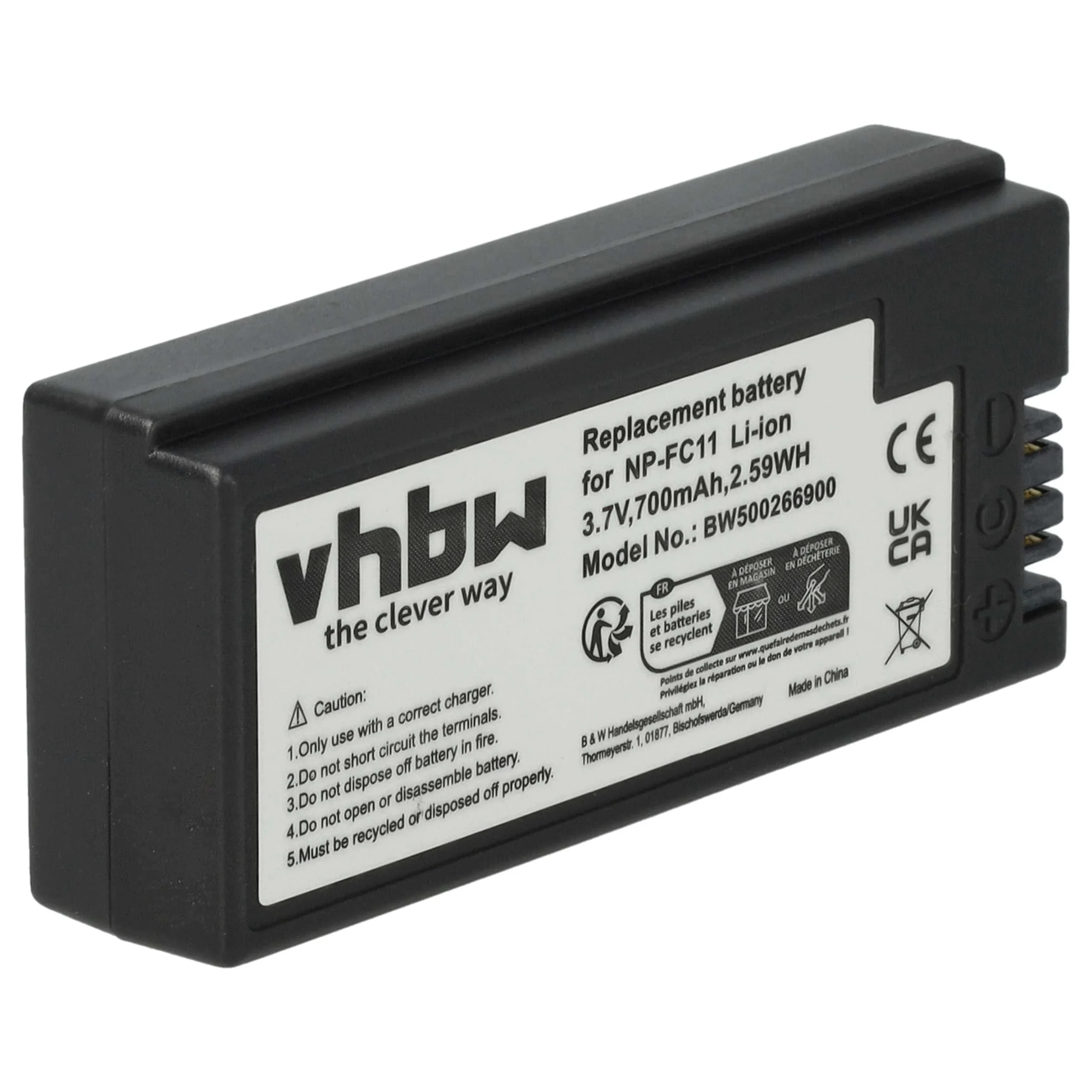 Batterie remplace Sony NP-FC10, NP-FC11 pour appareil photo Sony- 700mAh 3,6V Li-ion