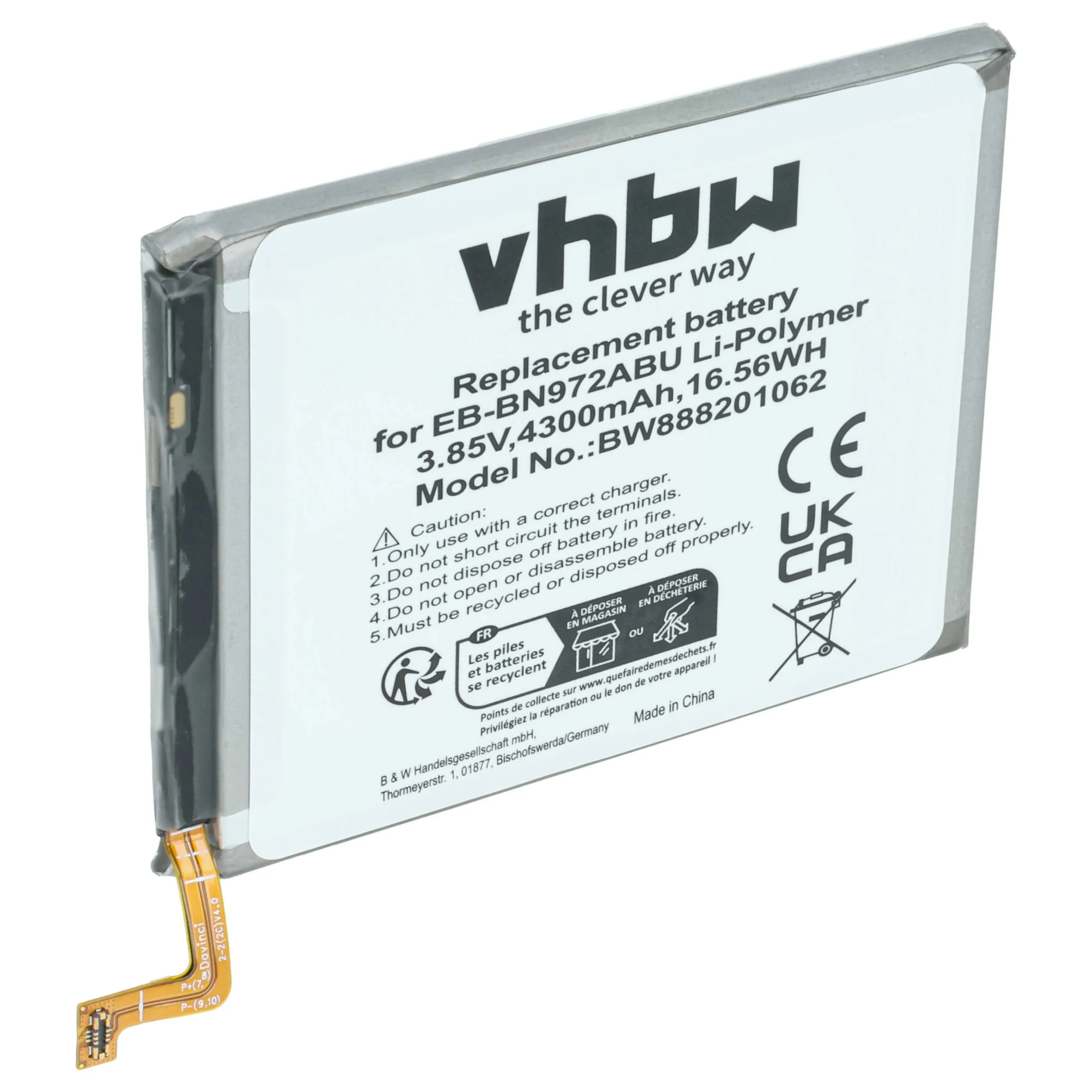 Batterie remplace Samsung EB-BN972ABU, EB-BN972ABUL téléphone portable Samsung - 4300mAh 3,85V Li-polymère
