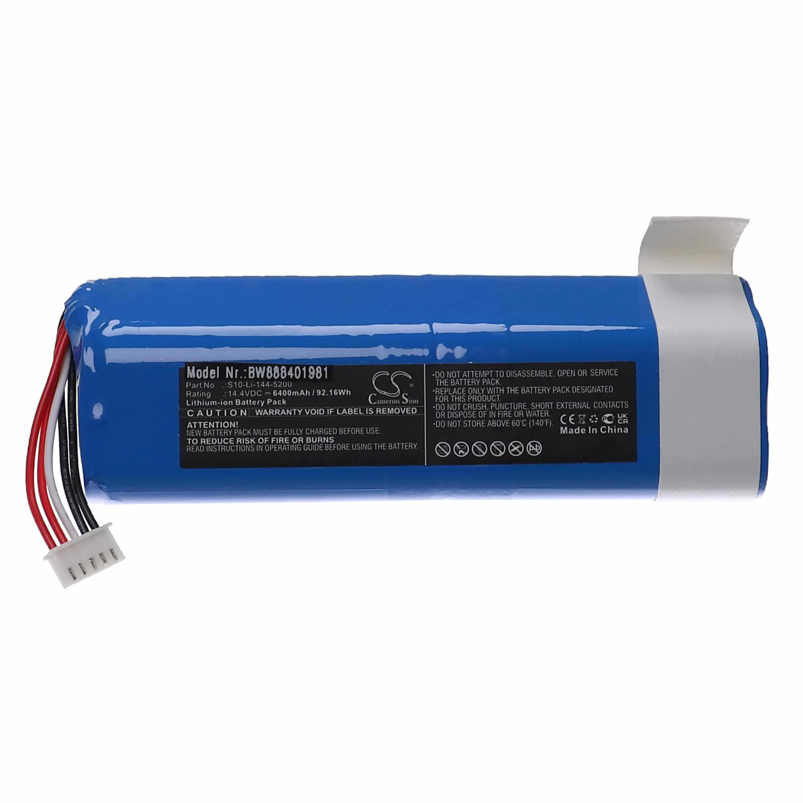 Batterie remplace Ecovacs 201-1913-4200, 201-1913-4201 pour robot aspirateur Ecovacs - 6400mAh 14,4V Li-ion