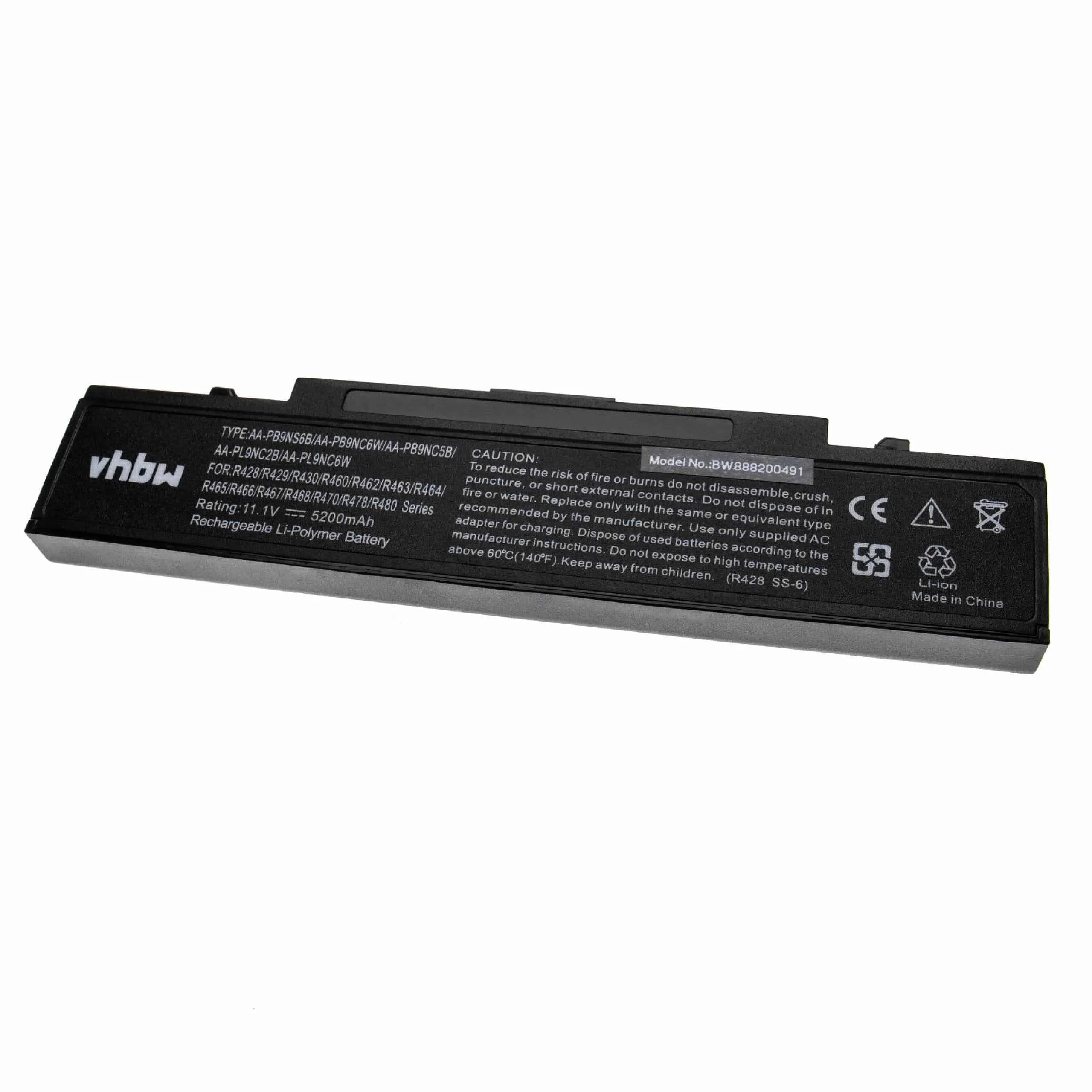 Batterie remplace Samsung AA-PB6NC6B, AA-PB6NC6W pour ordinateur portable Samsung- 5200mAh 11,1V Li-ion, noir